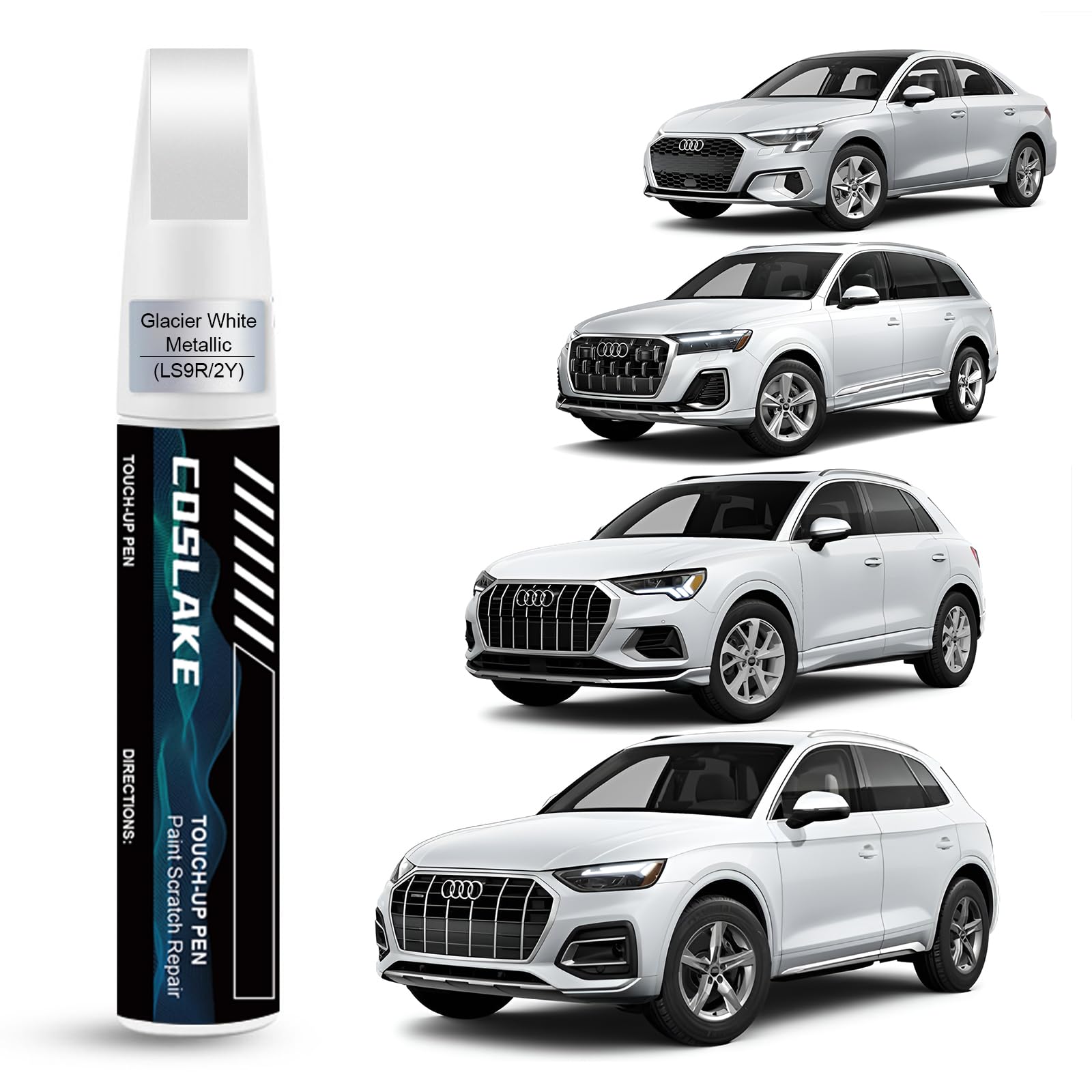 Coslake Car Touch Up Paint(Glacier White Metallic(Ls9R/2Y)) For Audi, Car Paint Scratch Repair Kit, Quick & Easy Solution To Rep