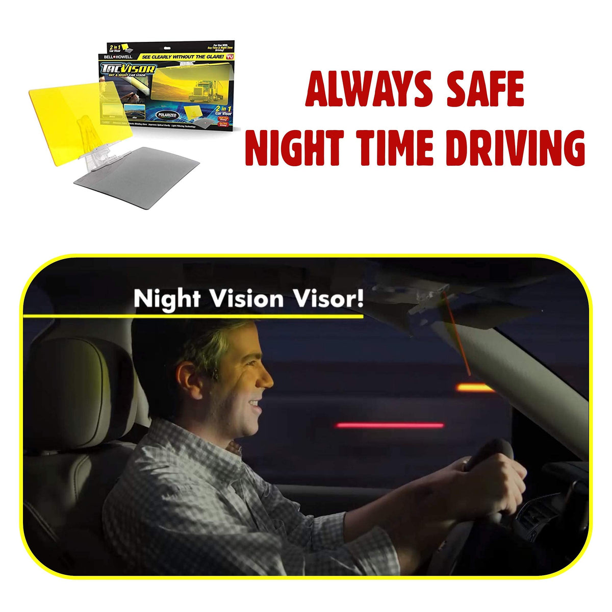 Tacvisor by Bell+Howell for Day and Night, Polarized Sun Visor, Anti-Glare, UV B WBCARB07CH18VW8