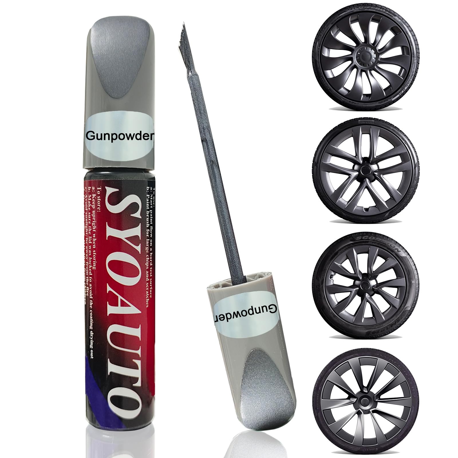 Syoauto Gunpowder Rim Touch Up Paint For Tesla Model Y 3 S X Uberturbine/Arachnid/Cybersteam/Turbine Wheel Touch Up Paint Rim Sc
