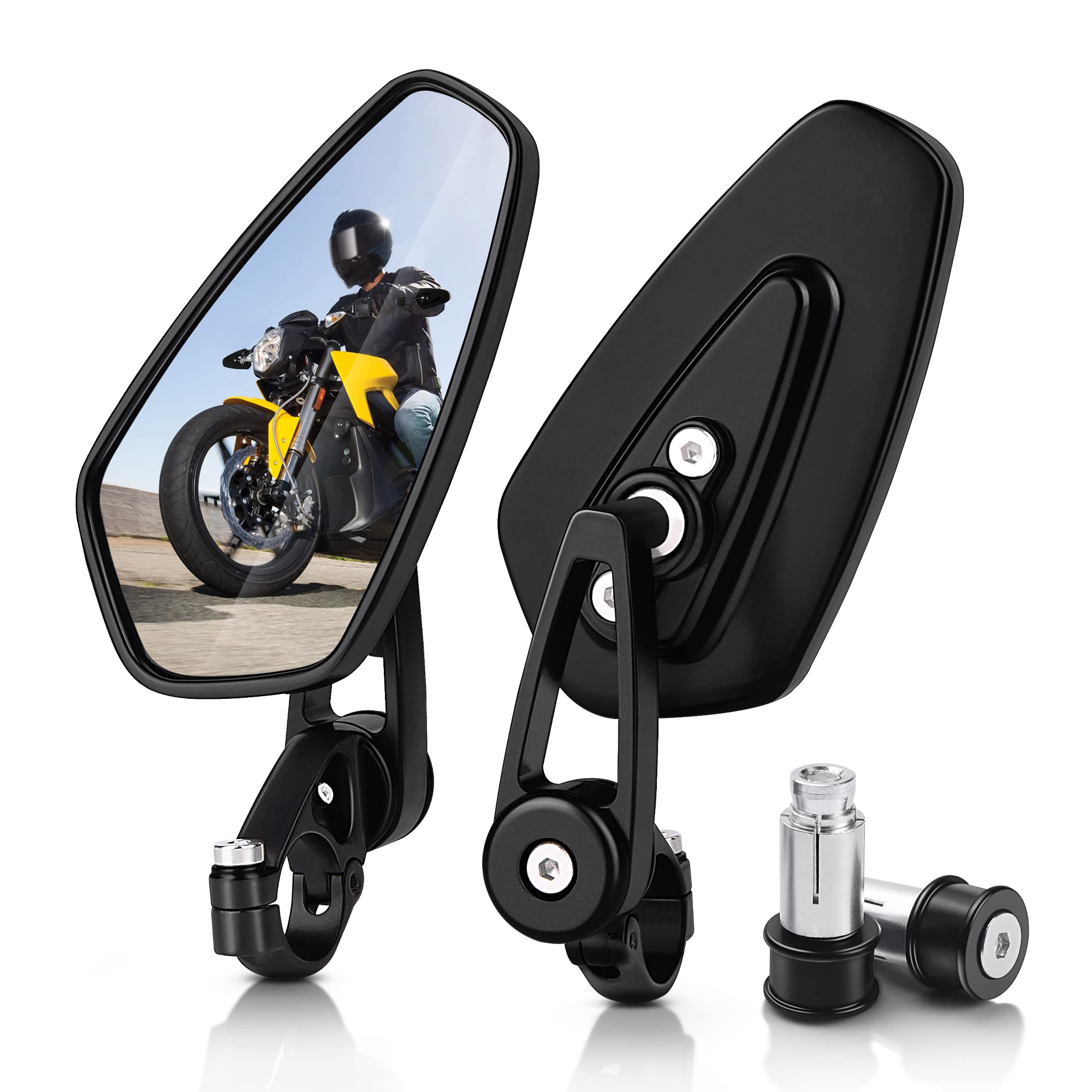 Mictuning Motorcycle Mirrors - 7/8'' (22Mm) Bar End Rear View Mirrors Compatible With Most Honda Grom, Yamaha, Kawasaki, Ducati,
