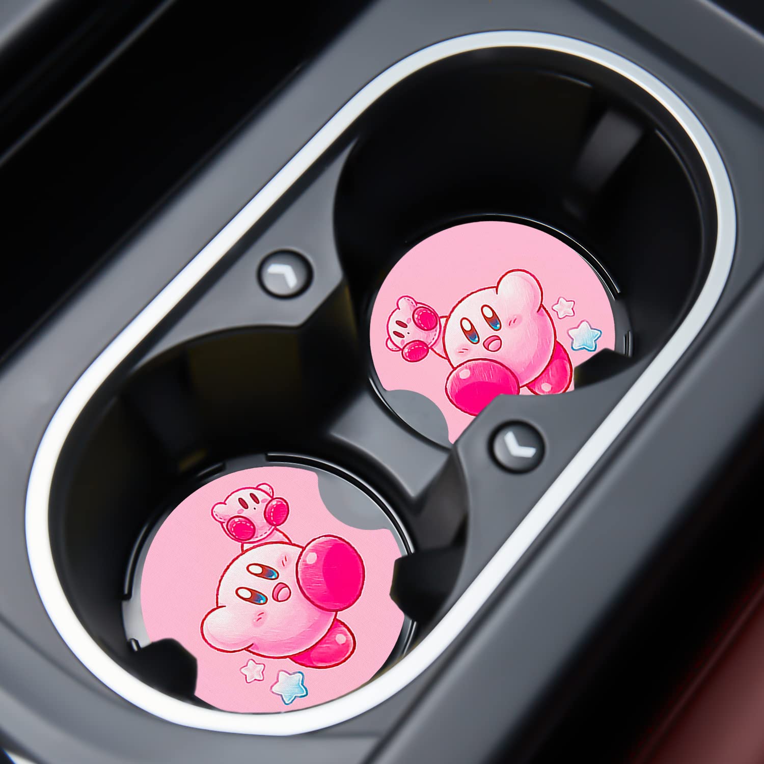 Car Cupholder Coaster Absorbent 2 Pack Cute Kawaii Cartoon Design Rubber New Automotive Cup Holder Decal Decor Accessories For W
