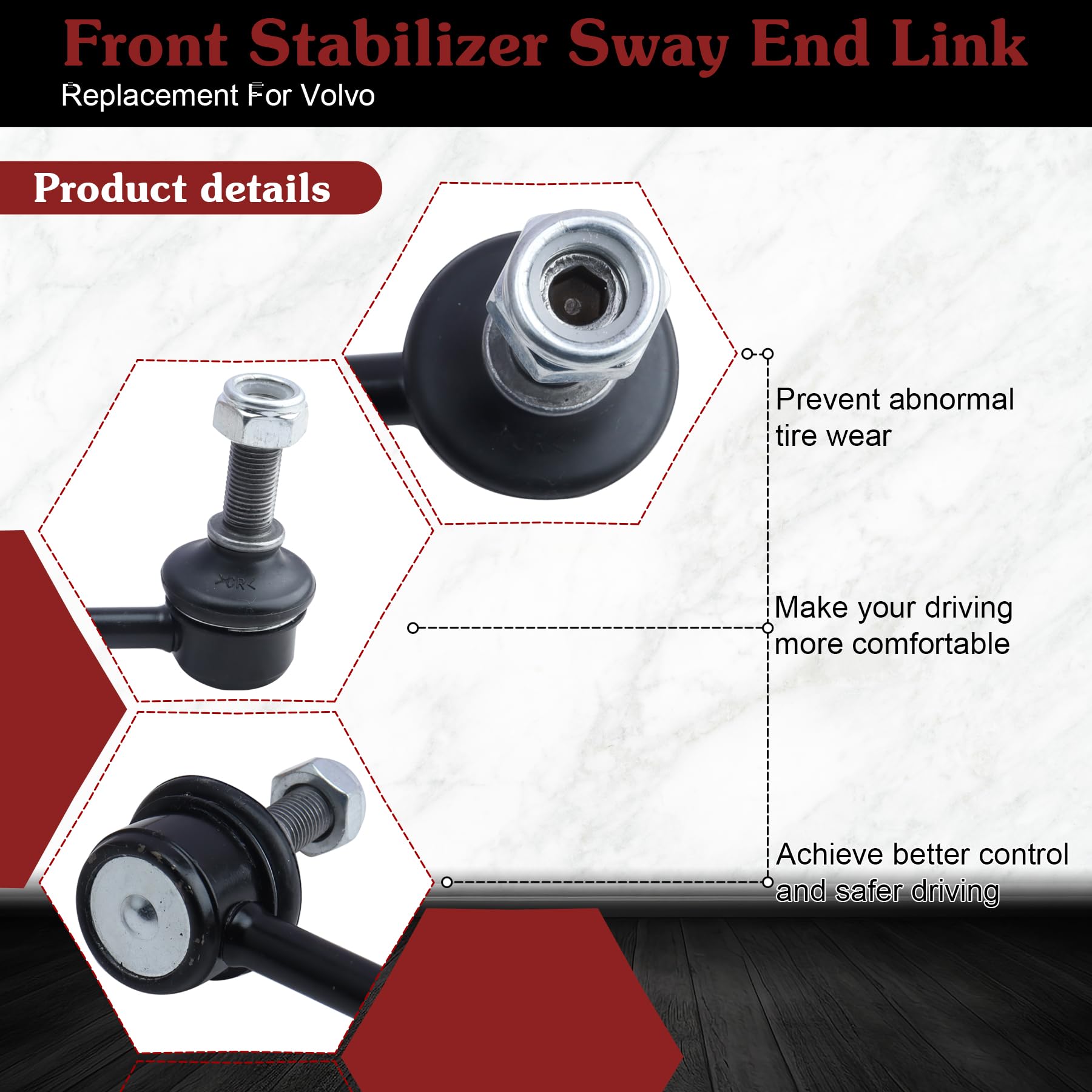 Stiueoav K80501 Sway Bar Link - Front Stabilizer End Link Compatible With 2001-2009 Volvo S60?1999-2006 Volvo S80?2001-2007 Volv