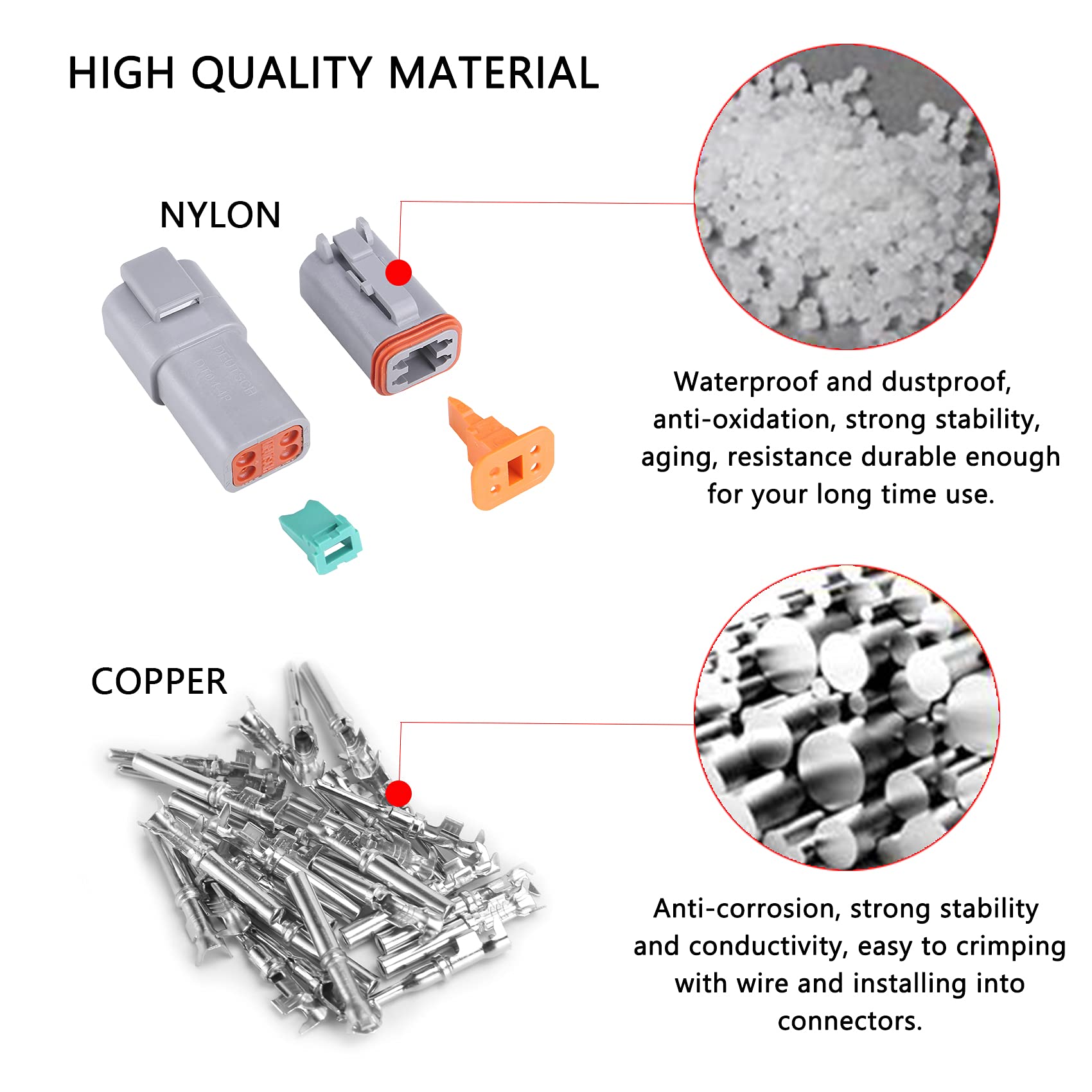 Muyi 10 Kit 4 Pin Way Dt Series Connector Gray Receptacle Ip67 Waterproof Heavy Duty 14-18 Awg 13 Amps Continuous Dt04-4P Dt06-4