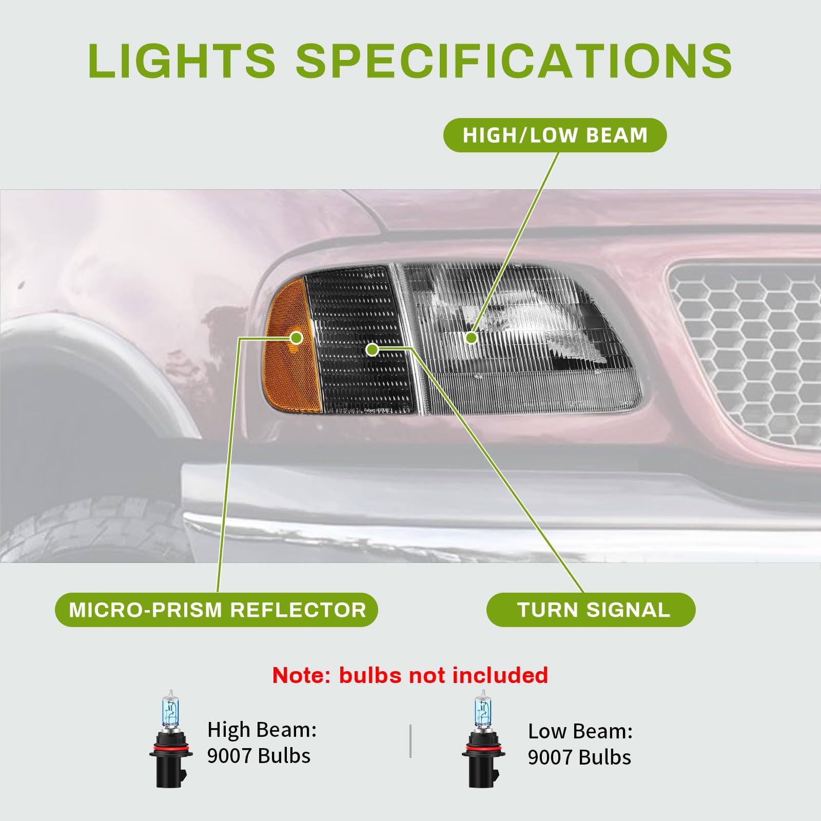 Autosaver88 Headlight Assembly Compatible With 97-03 Ford F-150/97-02 Ford Expedition Pickup Headlamp Replacement Black Housing