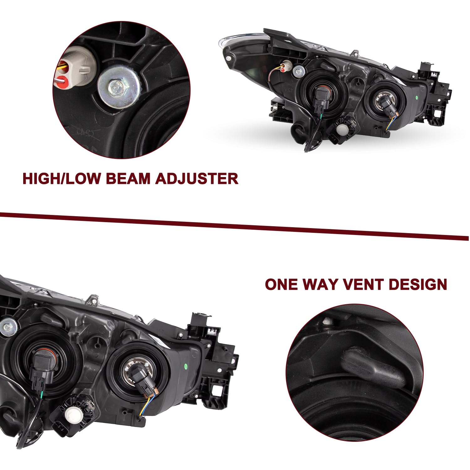 Jsboyat Headlight Assembly Replacement For 2017 2018 Mazda 3 Sedan 4-Door Projector Headlamp Right Passenger Side