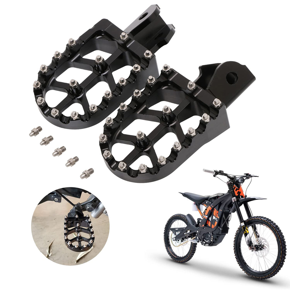 Changcheng Dirt Bike Foot Pegs Motorcycle Footpegs Foot Pedals Rests Cnc For Sur Ron Light Bee S/X Segway X260 X160 Talaria Sting Mx3 Mx4 Talaria Xxx Taparia Black
