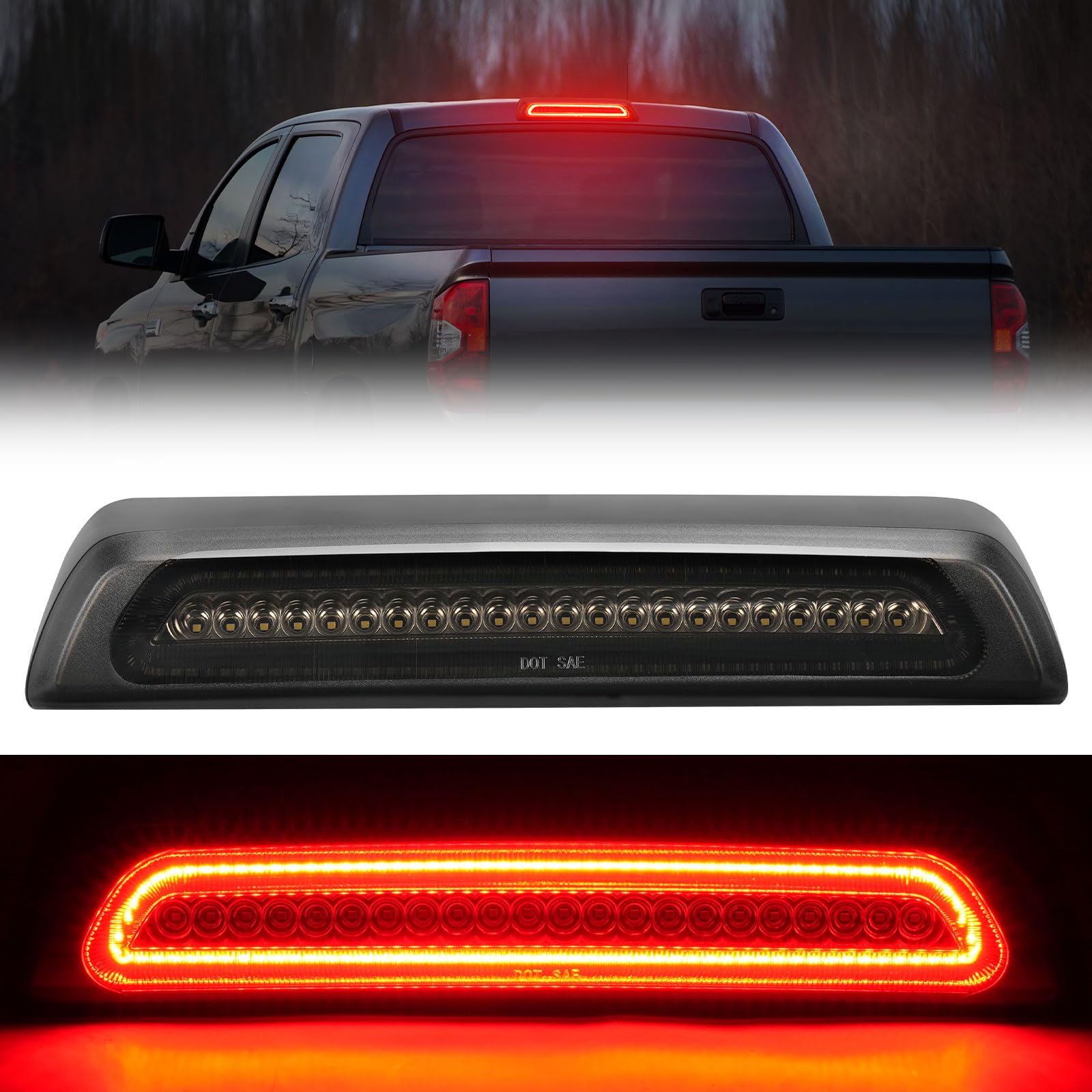 Bordan Third Brake Light Stop Lamp Fit For 2007-2020 Tundra Led 3Rd Brake Lights Rear Cargo Lamp High Mount Stop Light Smoked Le