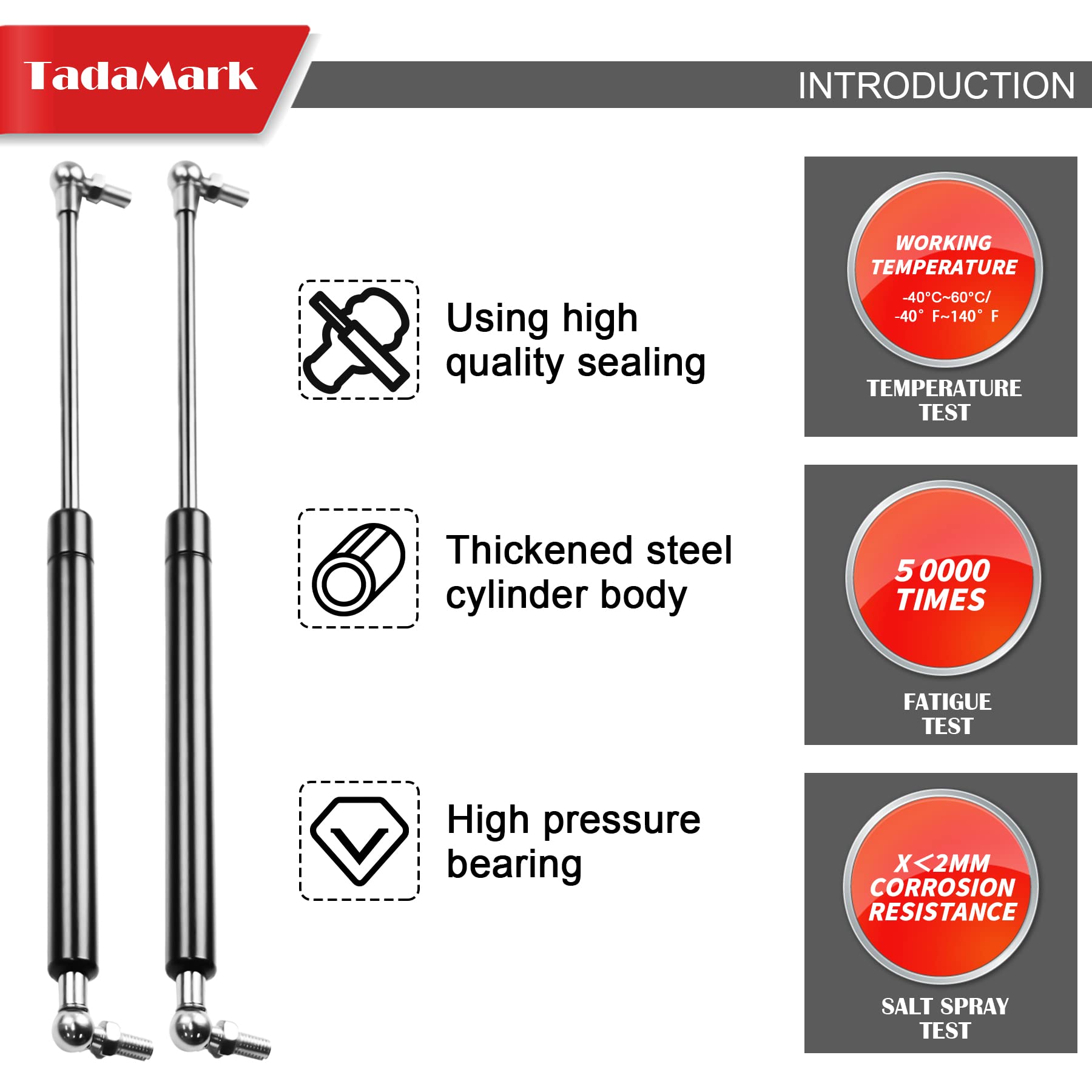 2 Pcs 13 Inch 100Lbs/445N Gas Strut Spring Shock With L Mount Brackets For Rv Bed Storage Large Storage Box Lid Truck Cap Camper