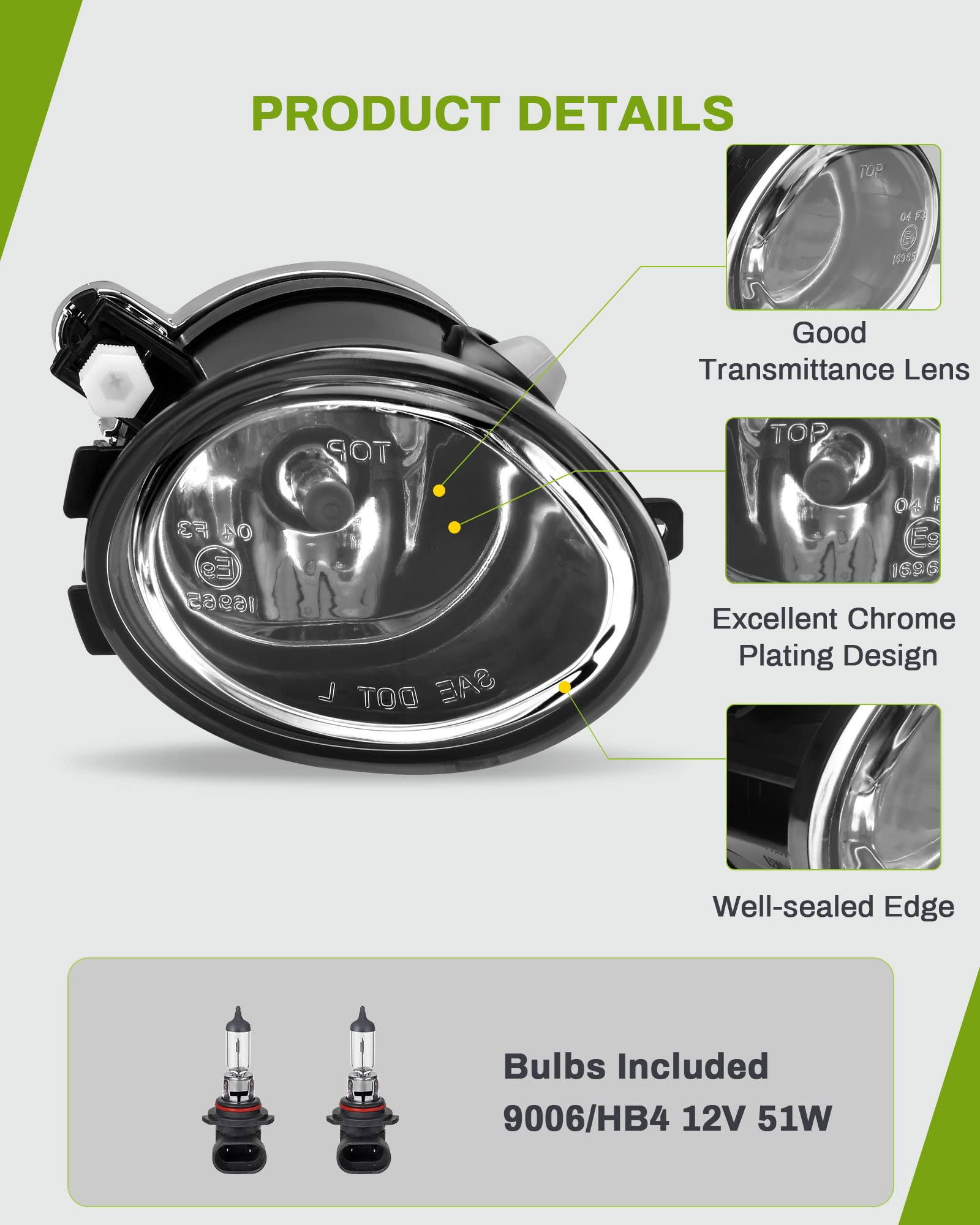 Autosaver88 Fog Lights Compatible With 2001 2002 2003 2004 2005 Bmw 320I / 325I / 325Xi / 330I / 330Xi / Bmw 3 Series E46 (Only