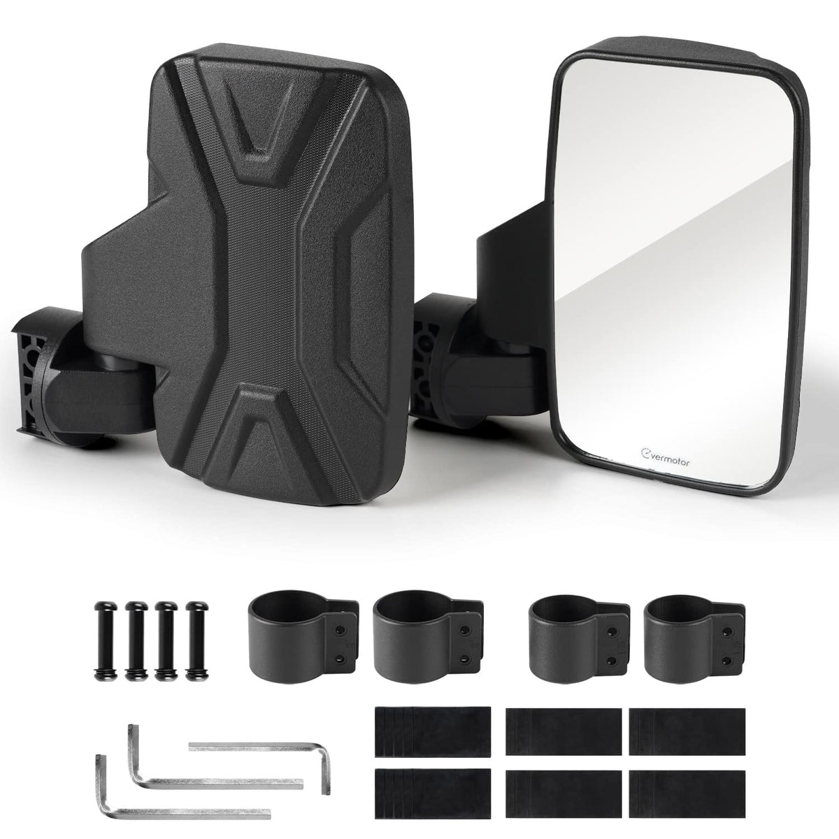 Evermotor Utv Side Mirrors Vehicle Rear View Atv Mirrors 360 Degree Fit In 1.6''- 2'' Round Roll Cage Bar Side By Side Accessori