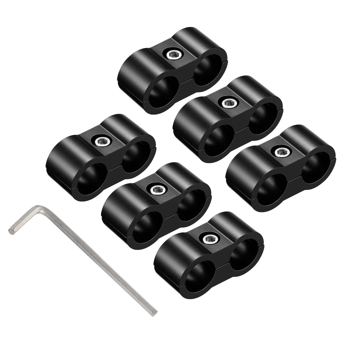 EVIL ENERGY Hose Separator Clamp,Fuel Line Mounting Clamp Aluminum Black (6, AN4)