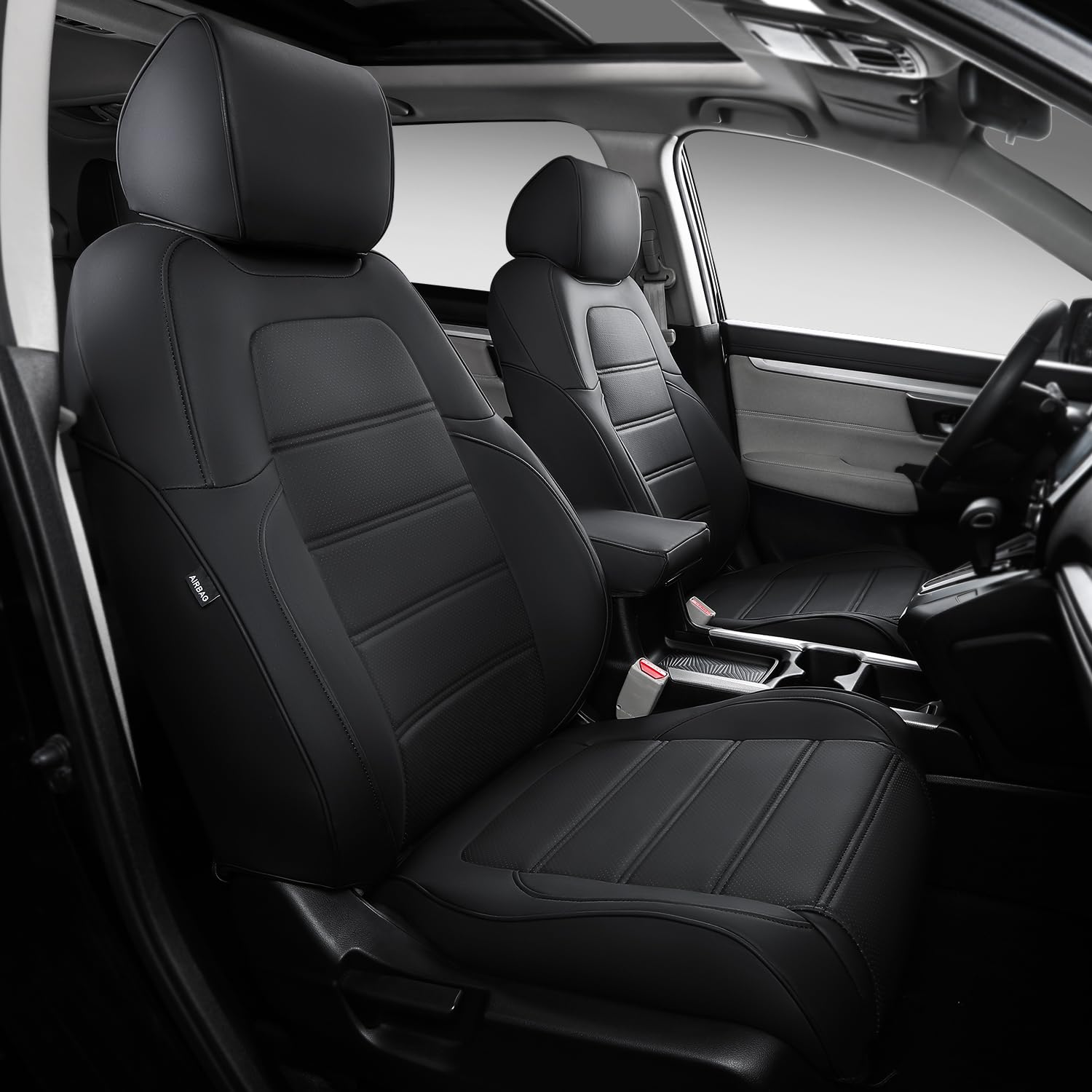 Ptyyds Seat Covers Compatible With 2017-2022 Honda Crv Seat Covers Full Set Leather Seat Protector Replacement For 2017-2022 Honda Crv Accessories(Fit 2017-2022 Crv,Full Set,Black)