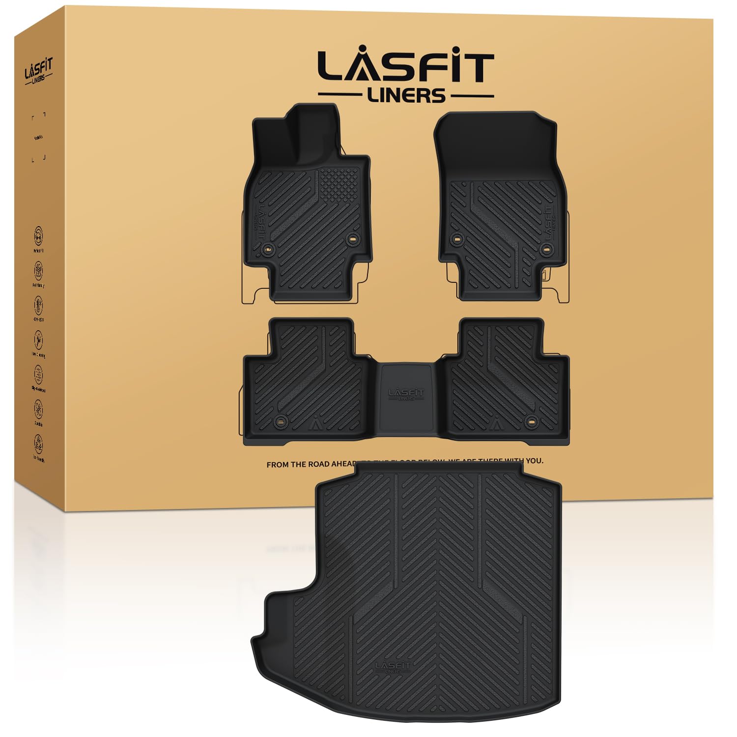 Lasfit Floor Mats&Trunk Mat For Toyota Crown 2023-2026 All Weather Tpe Mats Custom Fit Floor Liner For Toyota Crown Xle/Limited/