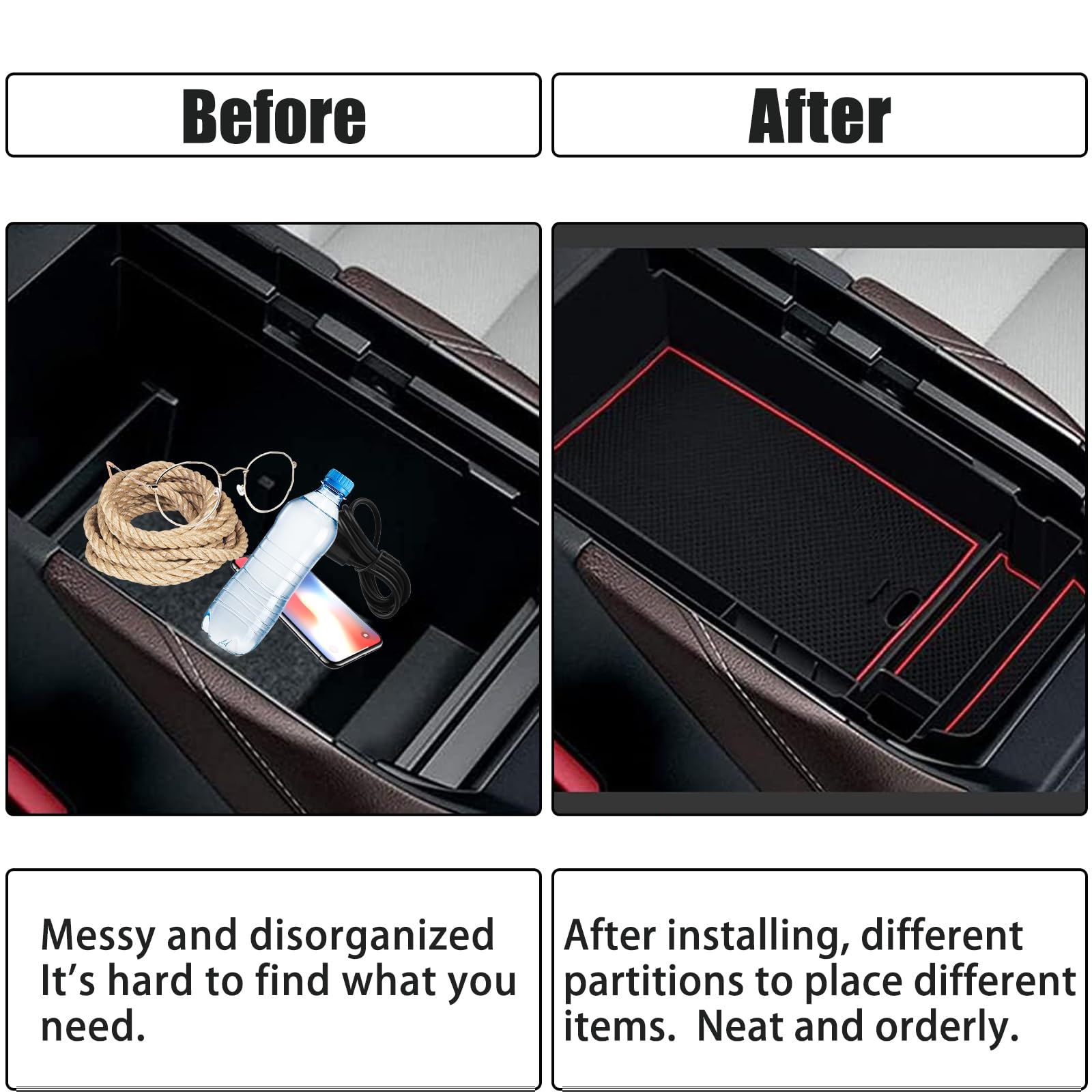 Llkuang Center Console Organizer Tray Compatible With 2019 2020 2021 2022 2023 2024 Mazda Cx-30 Cx30 Car Accessories,Car Armrest Secondary Storage Box