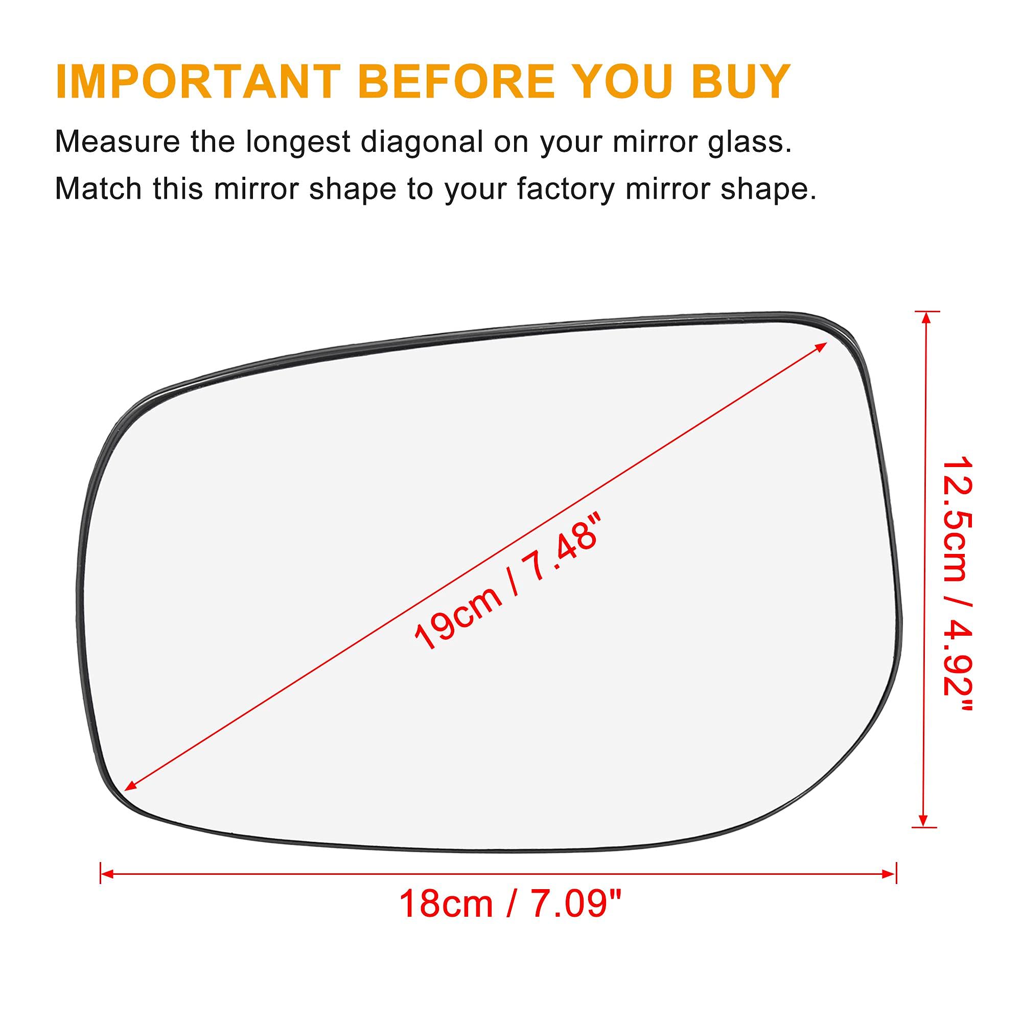 X AUTOHAUX Car Rearview Left Side Non-Heated Mirror Glass with Backing Plate 879090D210 for Toyota Yaris 2006-2012