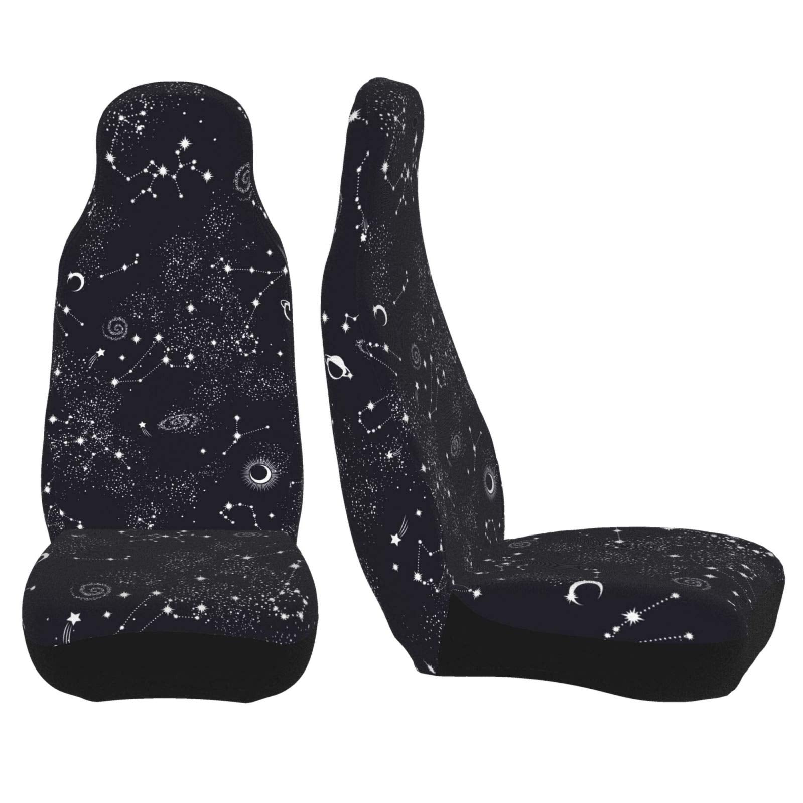 TeeryYY Car Seat Covers 2pc Front Seat Protector Cover Cushion Moon Space Planet Stars Galaxy Universe Overall Surrounded Unive