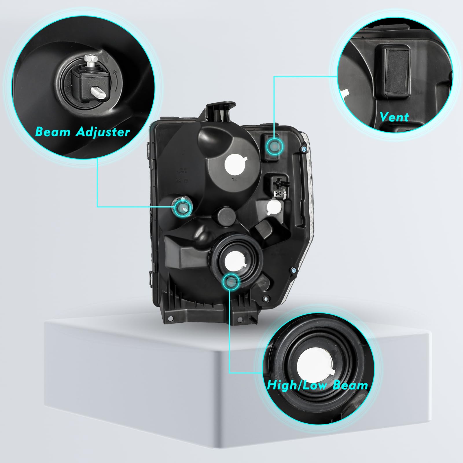 Tusdar Headlight Assembly Set For 2008-2014 Ford E150 E250 2008-2021 E350 E450 Super Duty Right Passenger Side Aero Style Headlamp Replacement