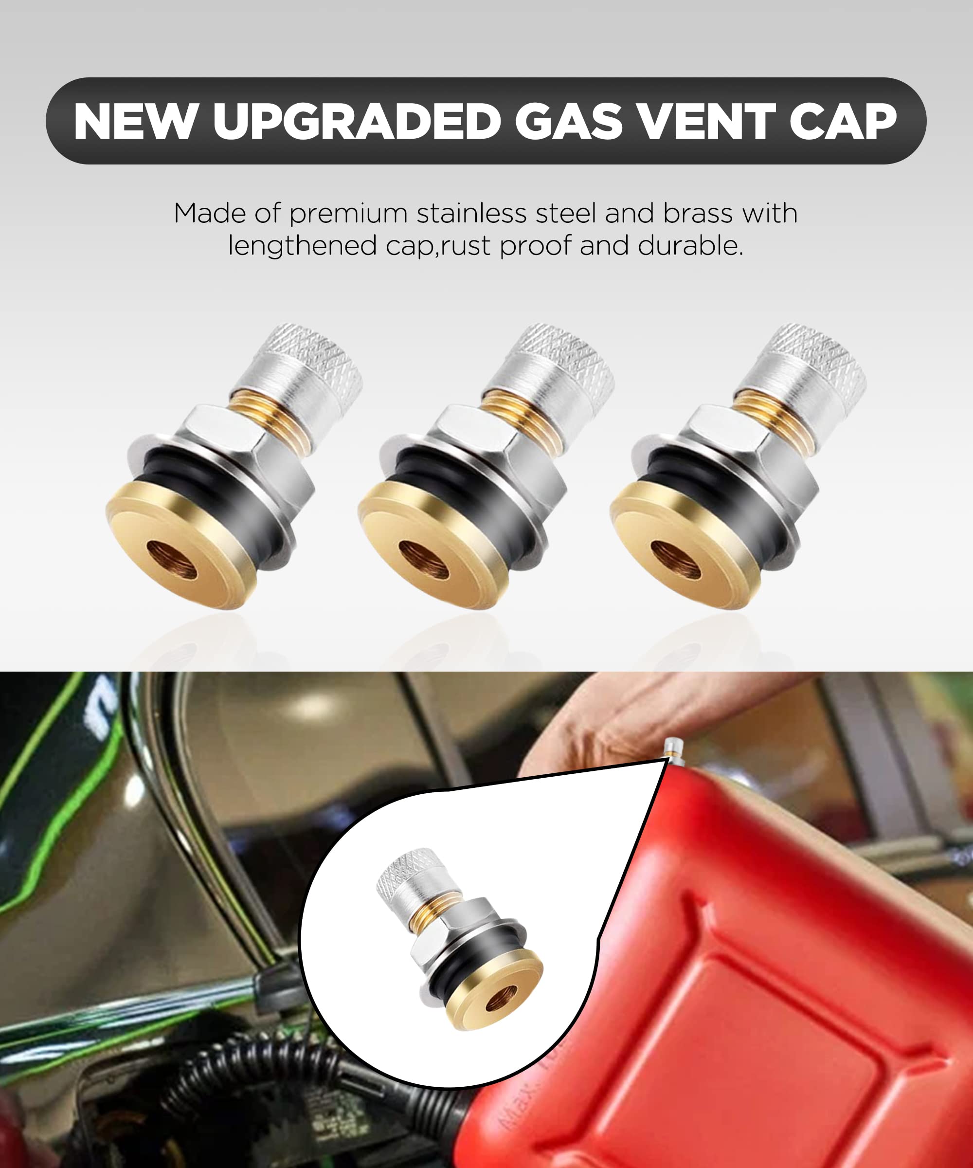 Yakefly 6 Pack Fuel Gas Tank Vent Caps,Leak-Proof Gas Jug Vent Caps Enhances Flow,Metal Gas Can Vent Cap Kit,Gas Tank Vent Cap F