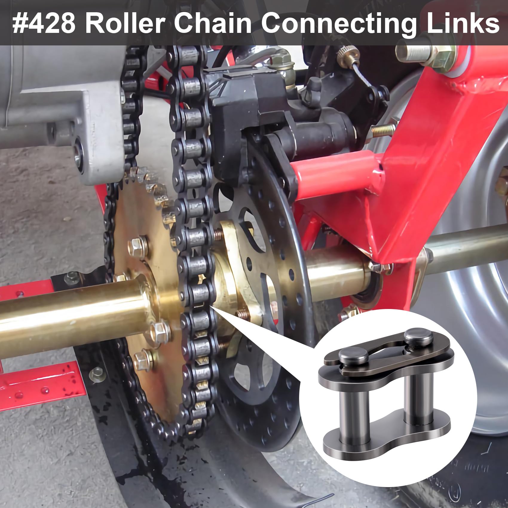 Pagow 15Pcs #428 Chain Master Link Roller, Steel Alloy Heavy Duty Connector For Bike Bicycle Mini Karting Pit Atv Scooter Baja D