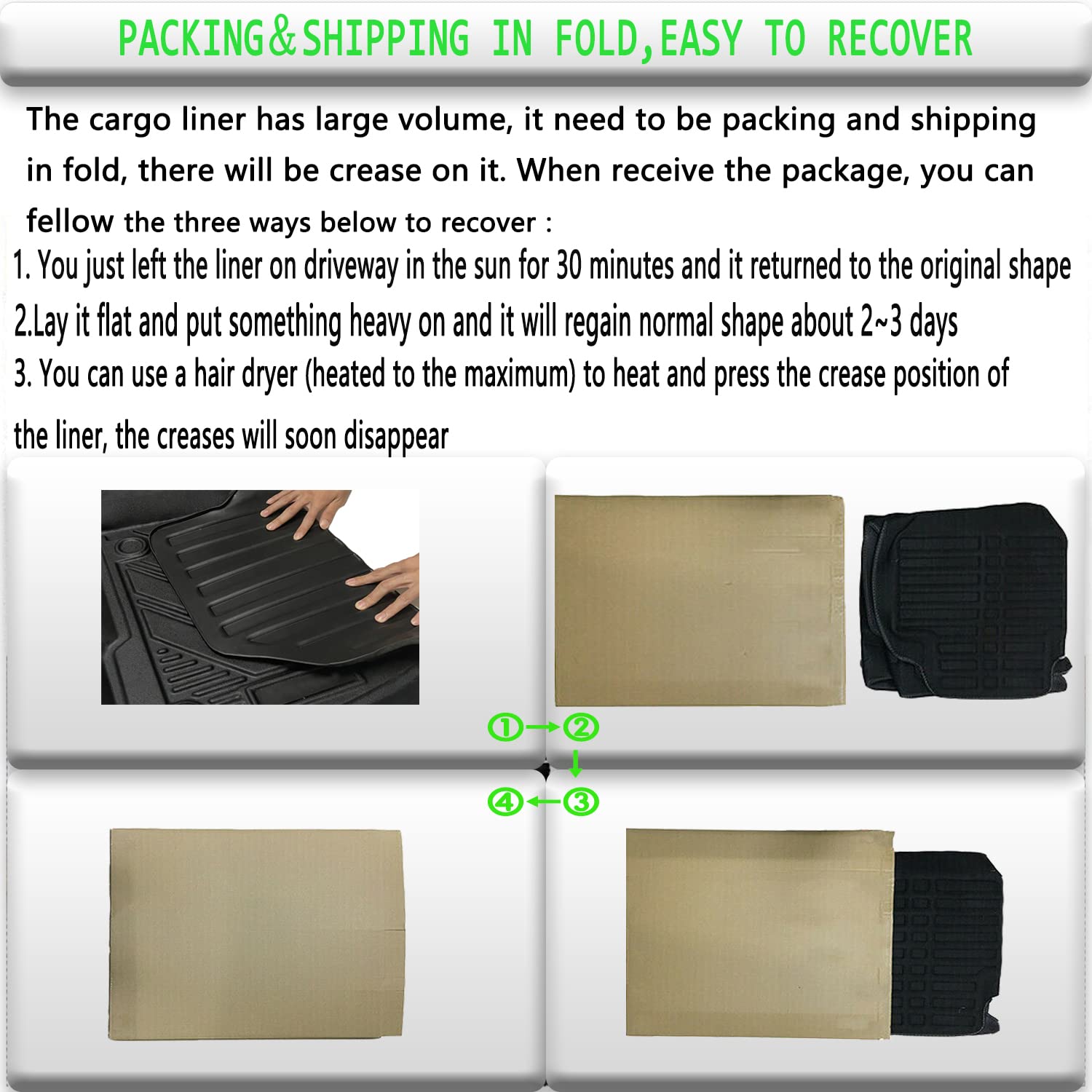 Corolla Cargo Mat - Compatible With 2014-2019 Toyota Corolla,All Weather Tech Rear Cargo Liners Trunk Tray Floor Mats,3D Waterpr