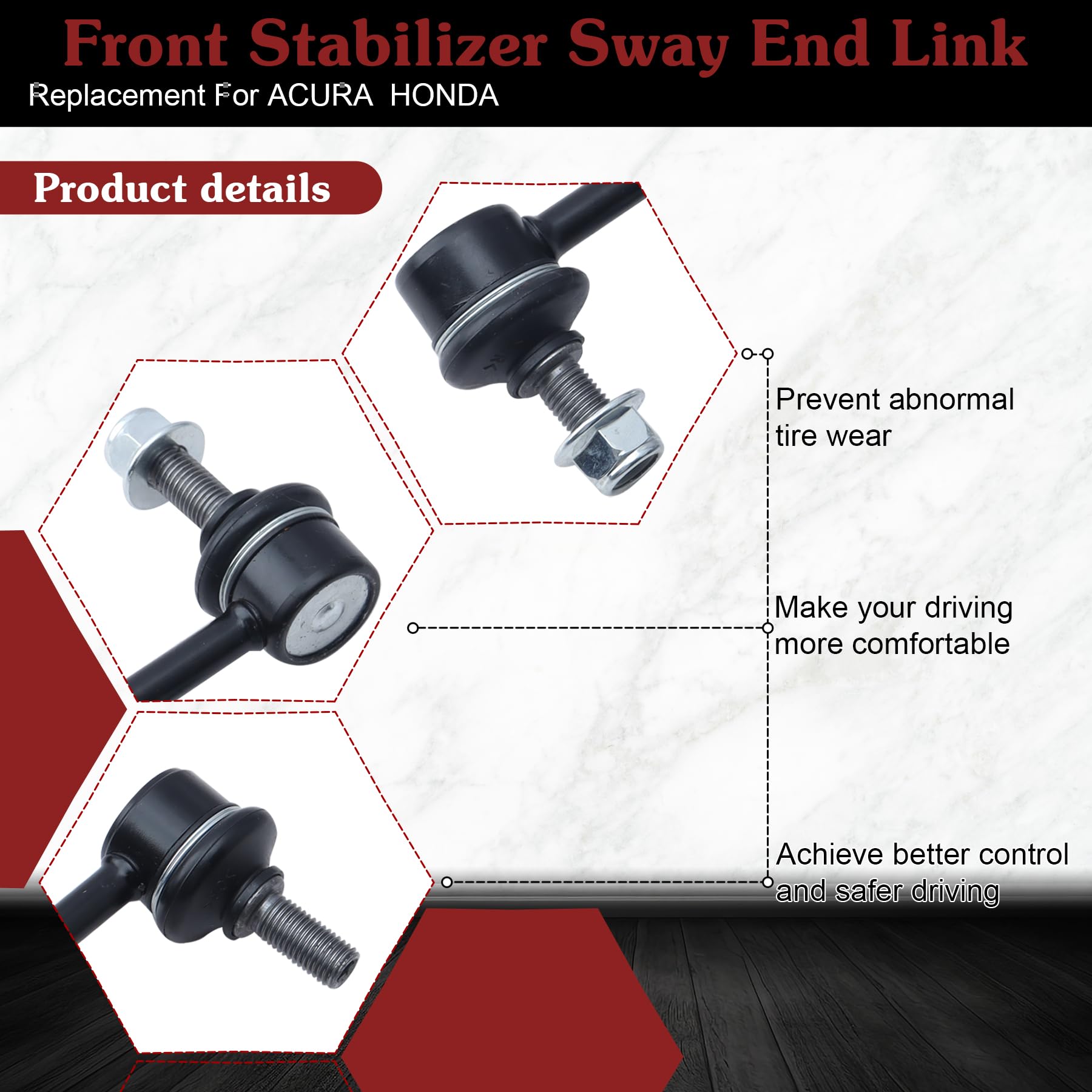 Stiueoav K90660 K90661 Sway Bar Link - Front Stabilizer End Link Compatible With 2004-2006 Tl?2003-2007 Accord