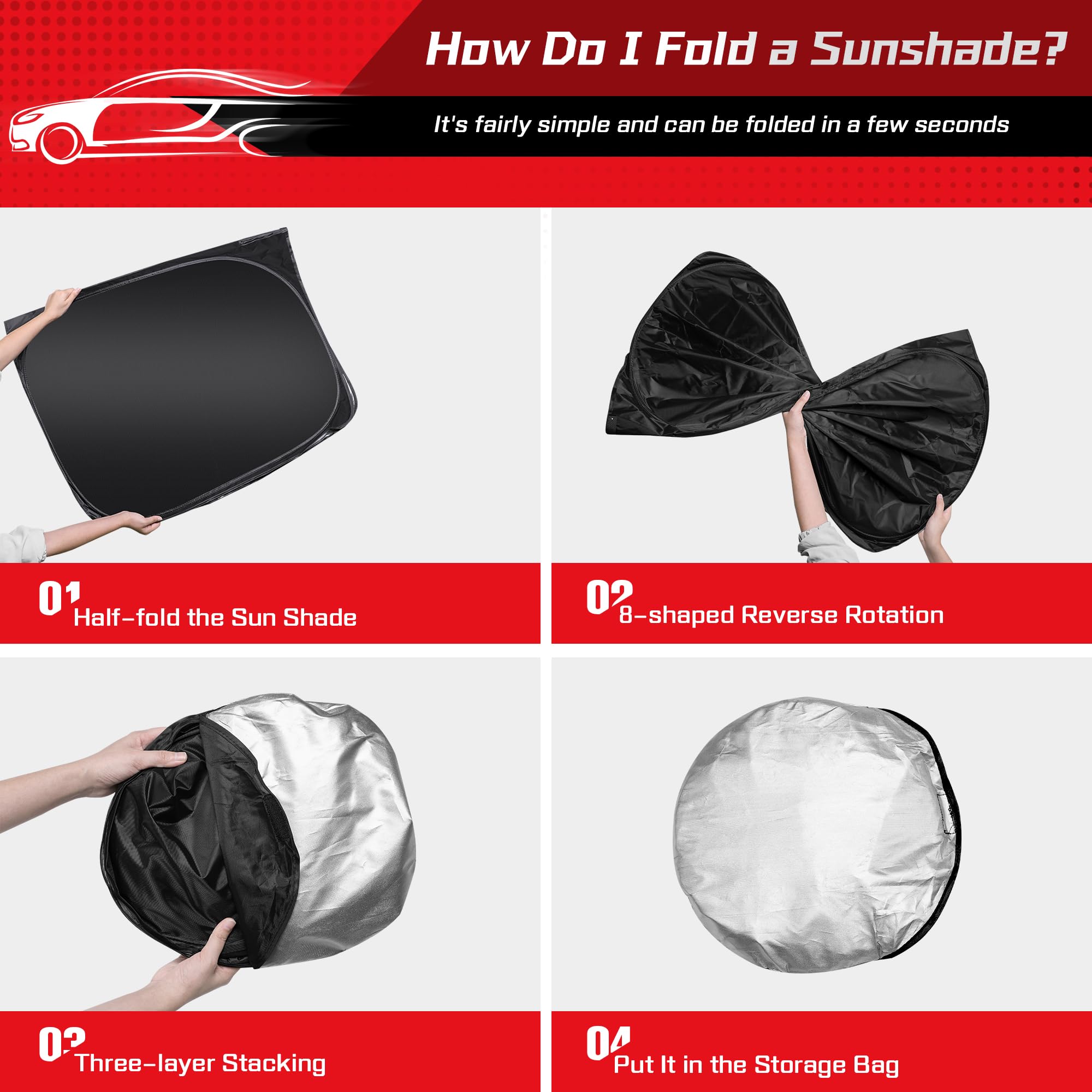 Arismotor Windshield Sun Shade For Honda Accord Sedan 2018-2025, Custom Fit Foldable Front Window Sunshade Sun Visor Protector,