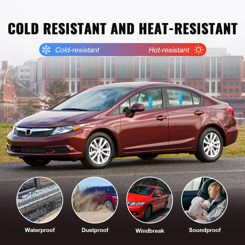 GZYF 4PCS Weatherstrip,Window Weather Stripping Moulding Trim Seal Belt for Honda Civic 2012 2013 2014 2015, Door Outside Trim S