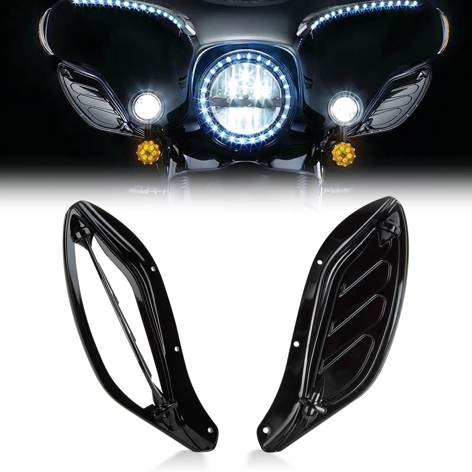 Adjustable Air Deflector, PSLER Side Wing Deflectors Fairing Air Deflector for Touring Street Glide, Electra Glide, Trike, Ultra