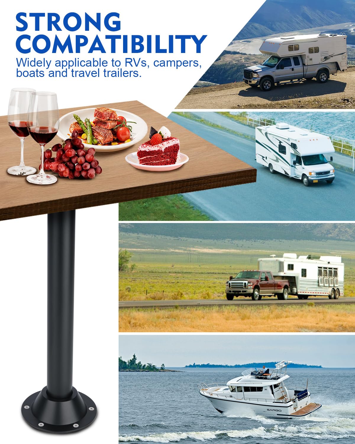 Altyostar 29 RV Table Base Mount and RV Table Leg with Upgraded Hole Design, Aluminum Camper Table Leg Base Mount for RV Boat