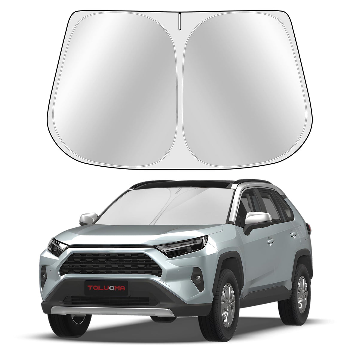 Toluoma Custom Fit Windshield Sun Shade For Toyo-Ta Rav4 2019-2025 - Full Coverage, 210T Reflective Fabric, Double-Layer Design