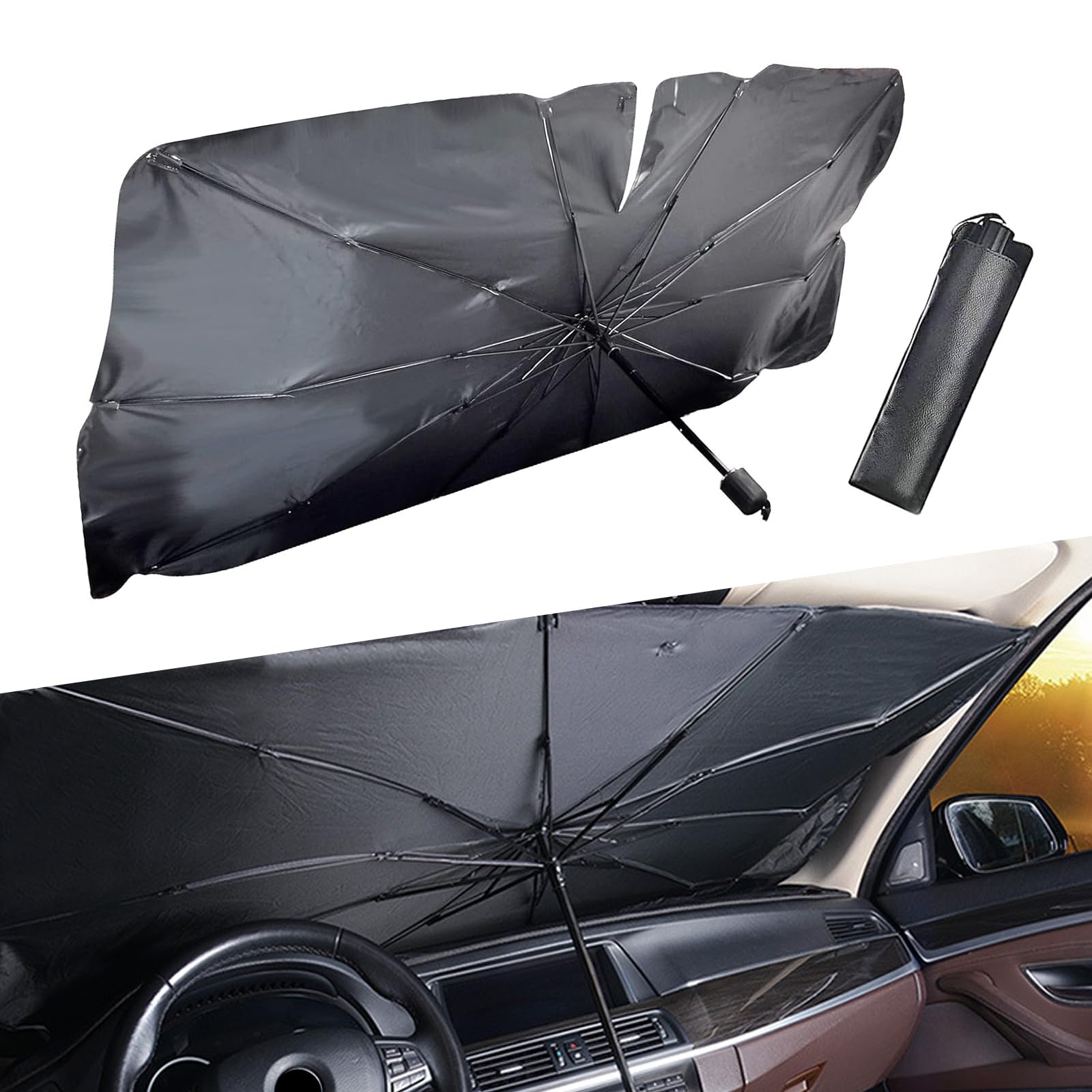 gunhunt 1 Pack Car Windshield Sun Shade Umbrell, 31In x 55In Portable Foldable UV Reflector, Keep Your Vehicle Cool, Universal W