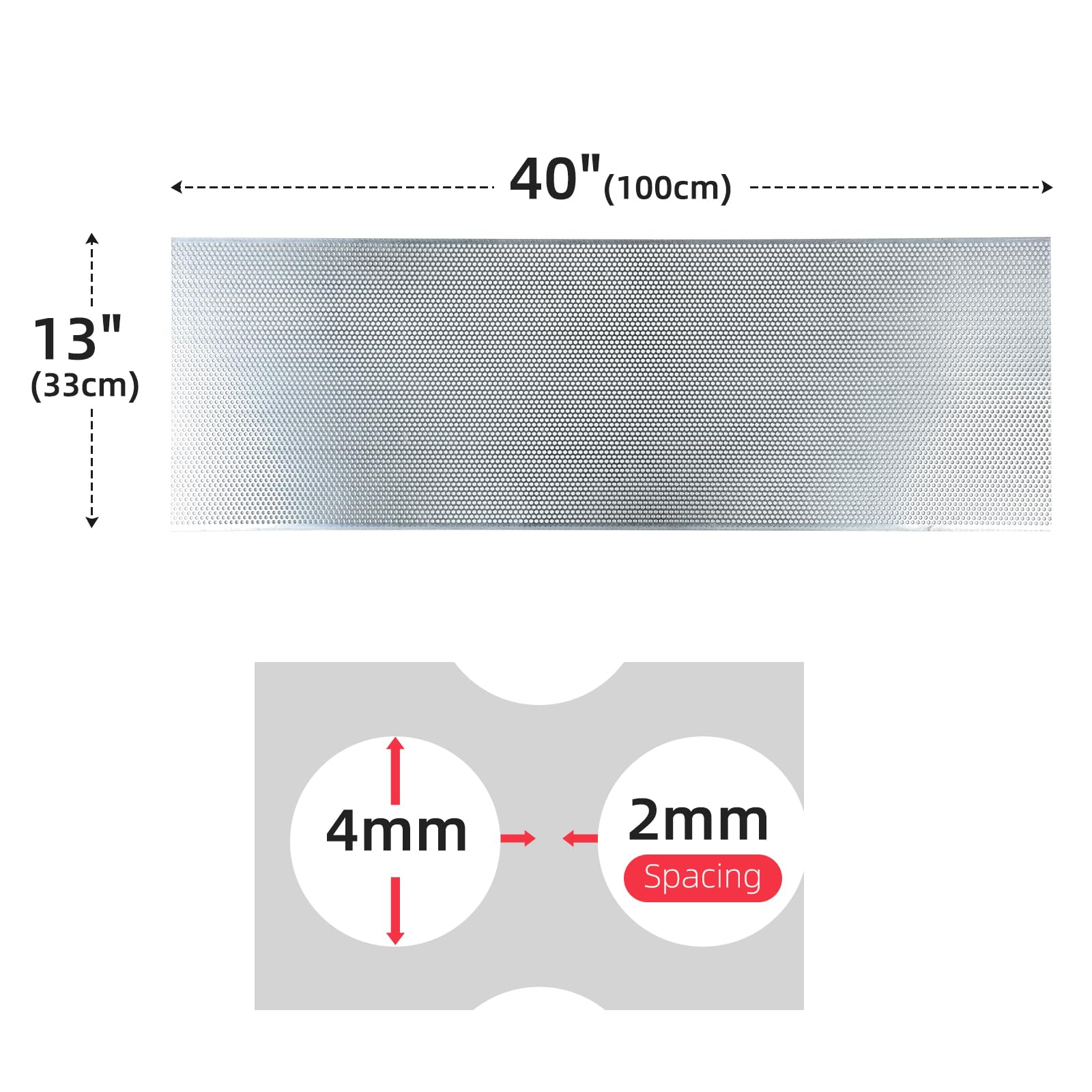Aggauto Universal 40''X13'' Car Grill Mesh - Aluminum Alloy Automotive Grille Insert Bumper Perforated Metal Sheet Round Hole 4M