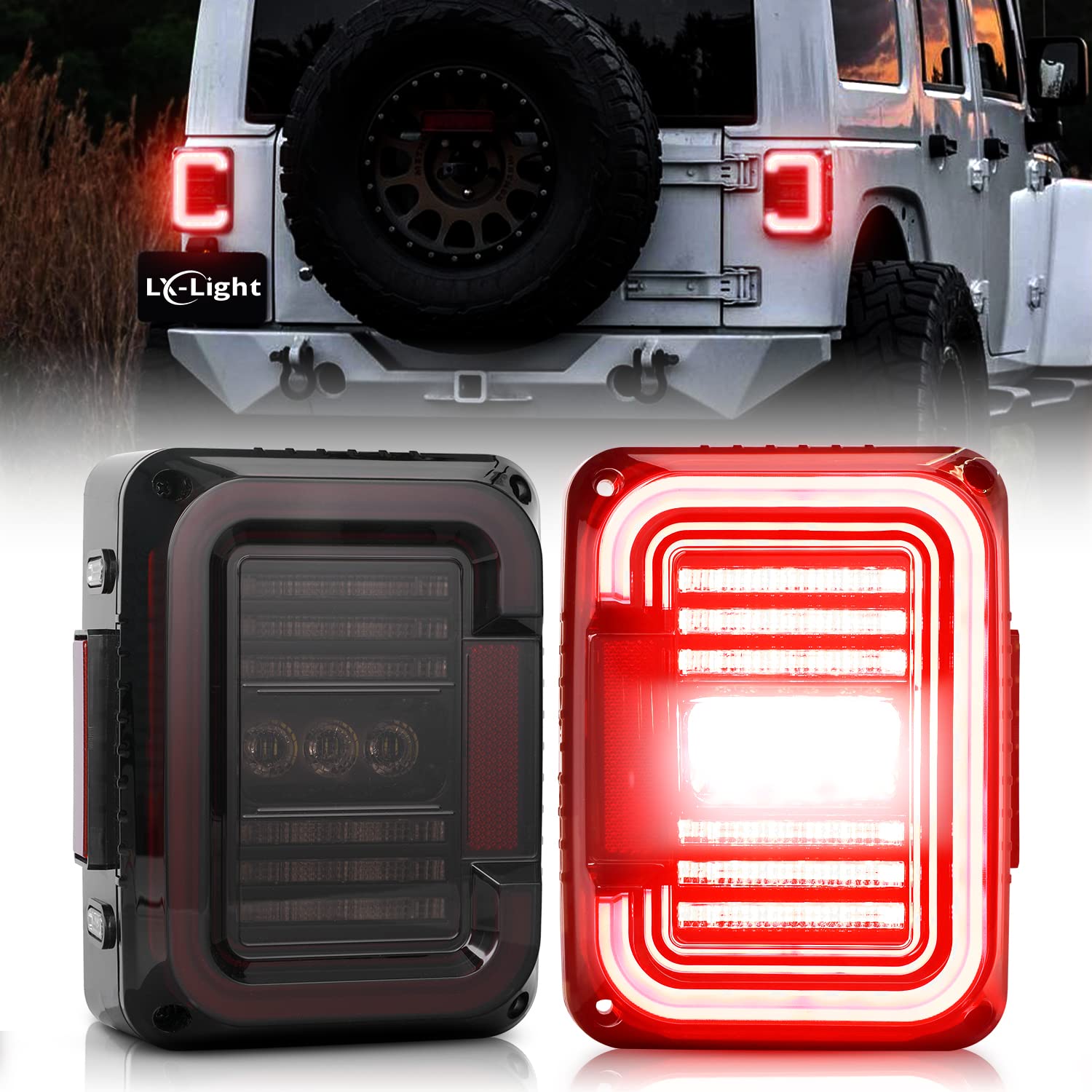 Dot Approved Smoke Lens Led Tail Lights With 20W Reverse Lights For 2007-2017 Jeep Wrangler Jk&Jku Brake Reverse Light Rear Back