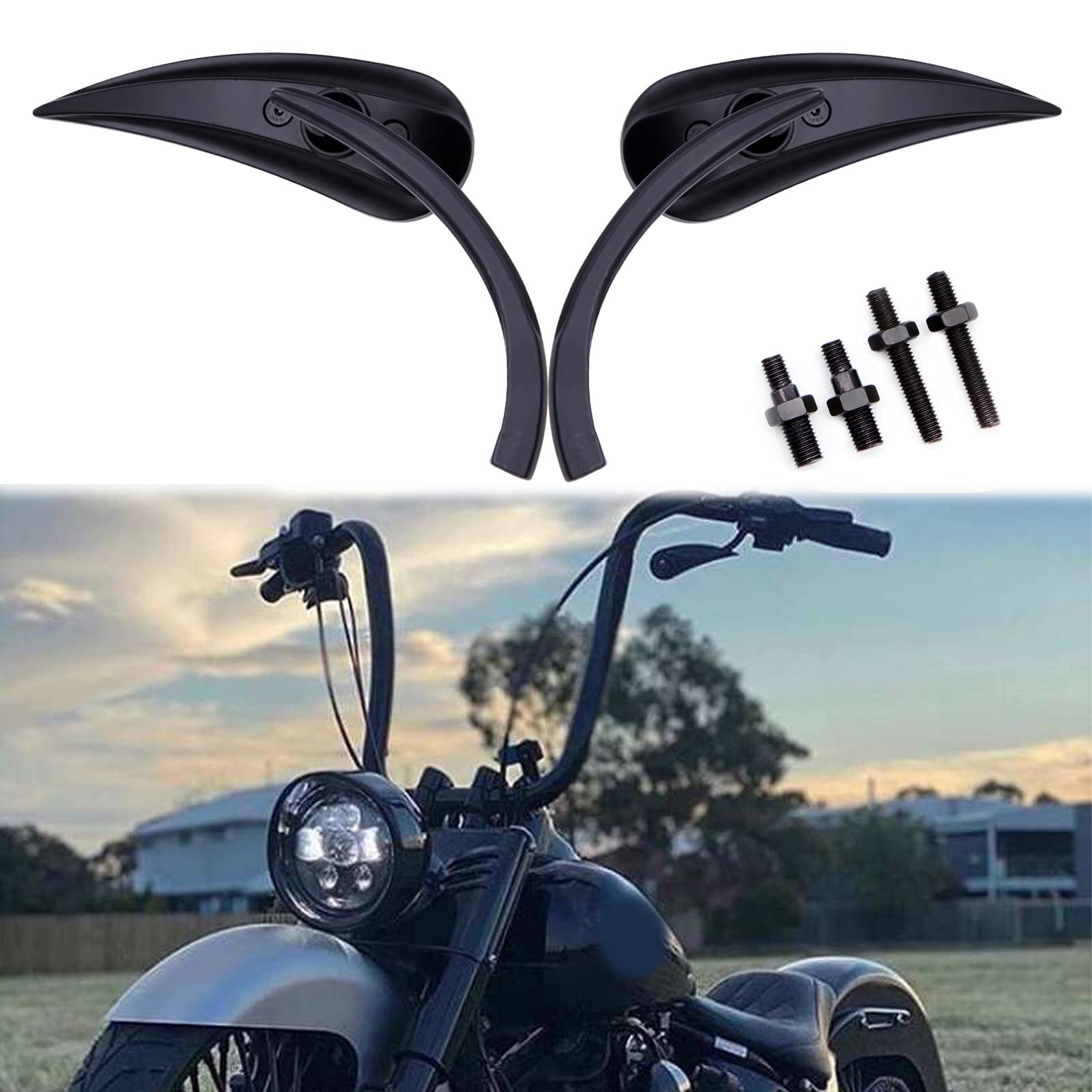 Black Motorcycle Rear View Sportster Mirrors Compatible With Harley Road King Street Electra Glide Road Glide Dyna Softail Rearv