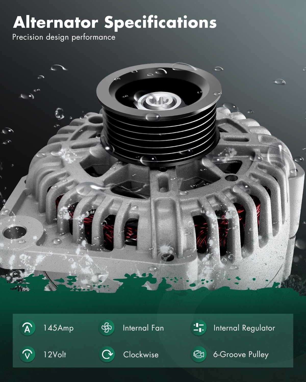 SCITOO Alternator Fits for 3.5L 3.5 for Nissan Quest Van 04 05 06 07 08 09 2004 2005 2006 2007 2008 2009-12V 145Amp CW 6-Groove