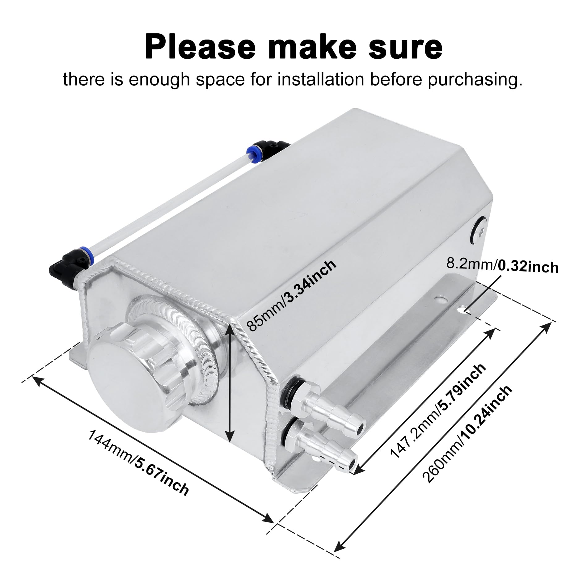 Evil Energy Radiator Coolant Overflow Tank, Coolant Recovery Tank Aluminum 2L Silver