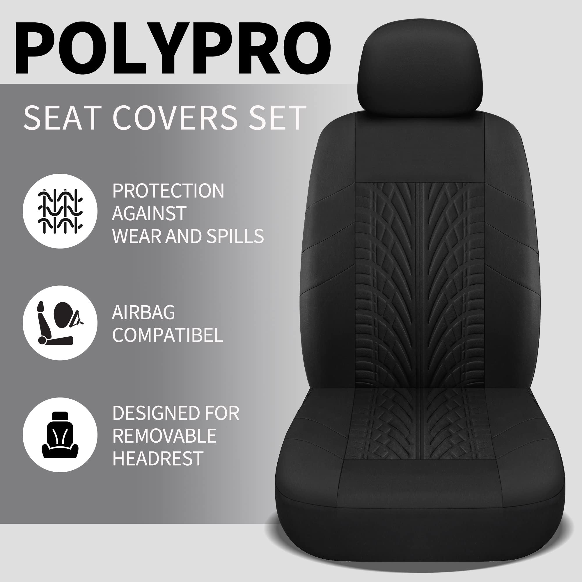 Pariitadin Car Seat Covers Full Set, Washable And Breathable Premium Cloth Automotive Vehicle Seat Cover For Car Interior, Universal Fit For Most Cars, Sedan, Truck, Suv(Black)