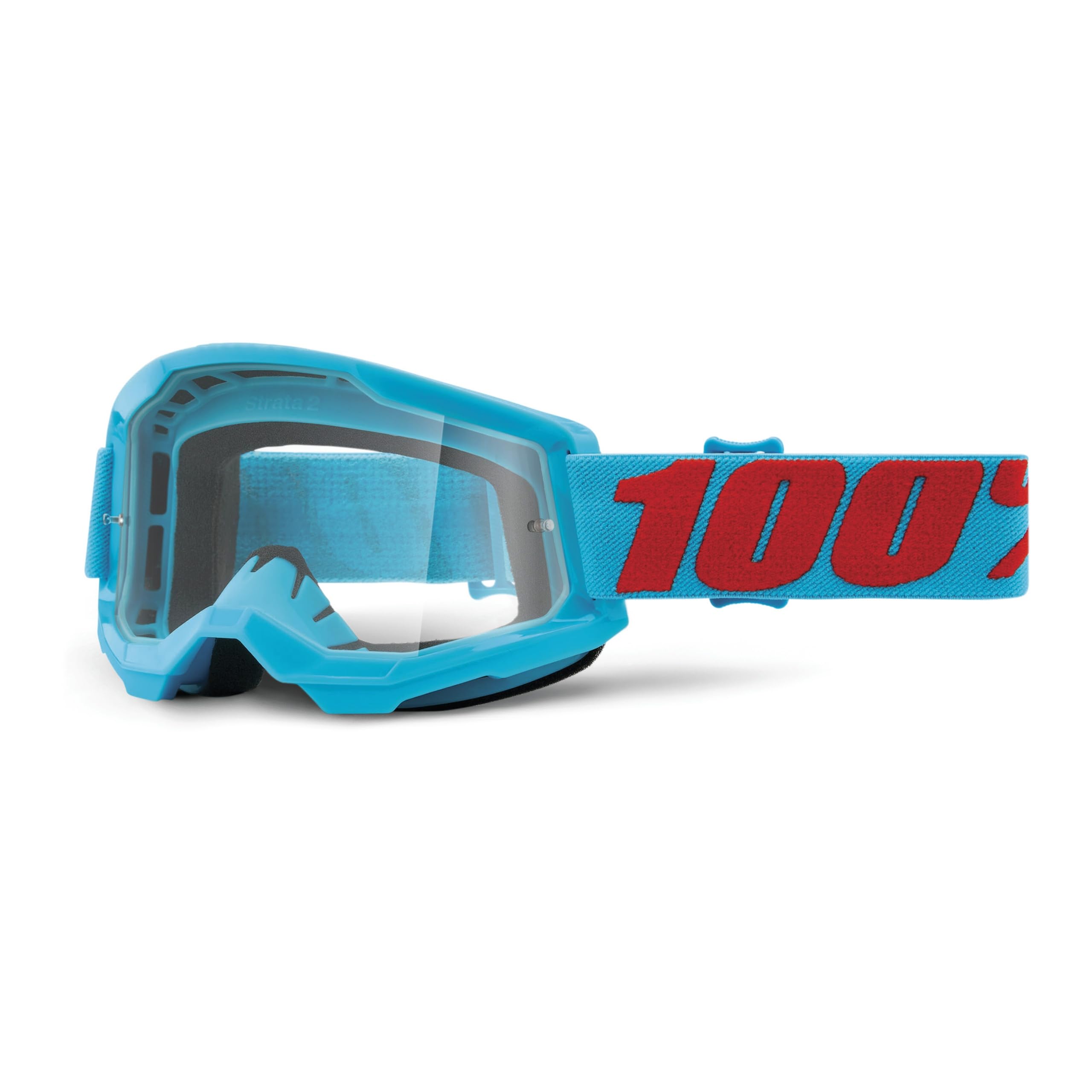 100% Strata 2 Motocross & Mountain Bike Goggles - Mx And Mtb Racing Protective Eyewear (Summit - Clear Lens)