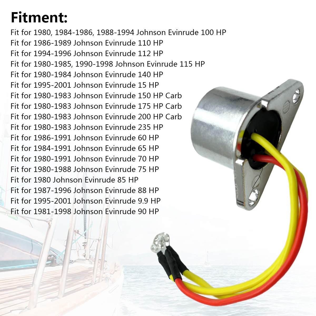 Outboard Rectifier 3 Wires Fits For 1980-2001 Johnson Evinrude 15 60 65 75 85 88 9.9 90 100 110 112 115 140 150 175 200 235 Hp,