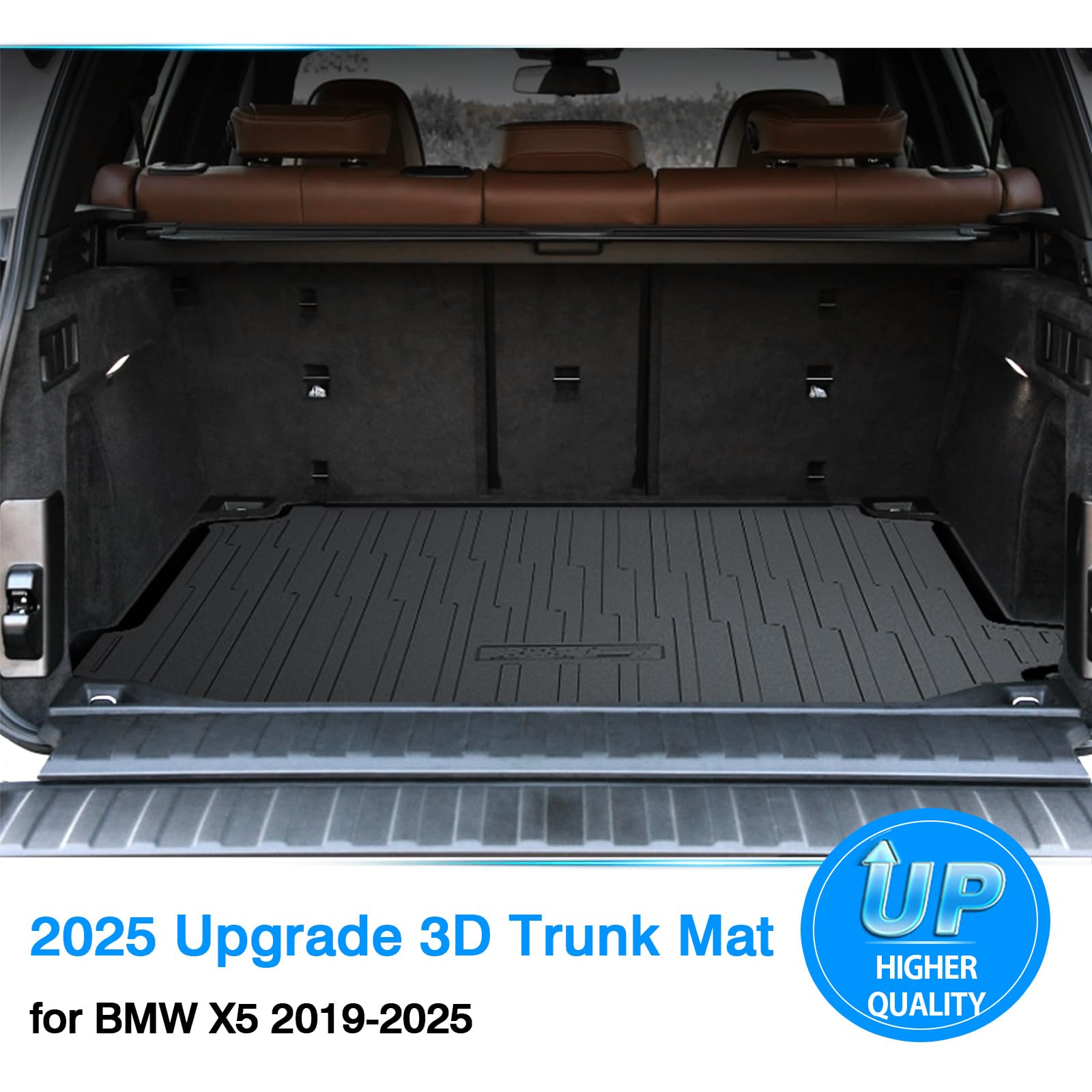 Powerty Cargo Mat For Bmw X5 2019-2024 2025 Trunk Mat Tpe All Weather Cargo Liners Heavy-Duty Trunk Liners Bmw X5 Without Option