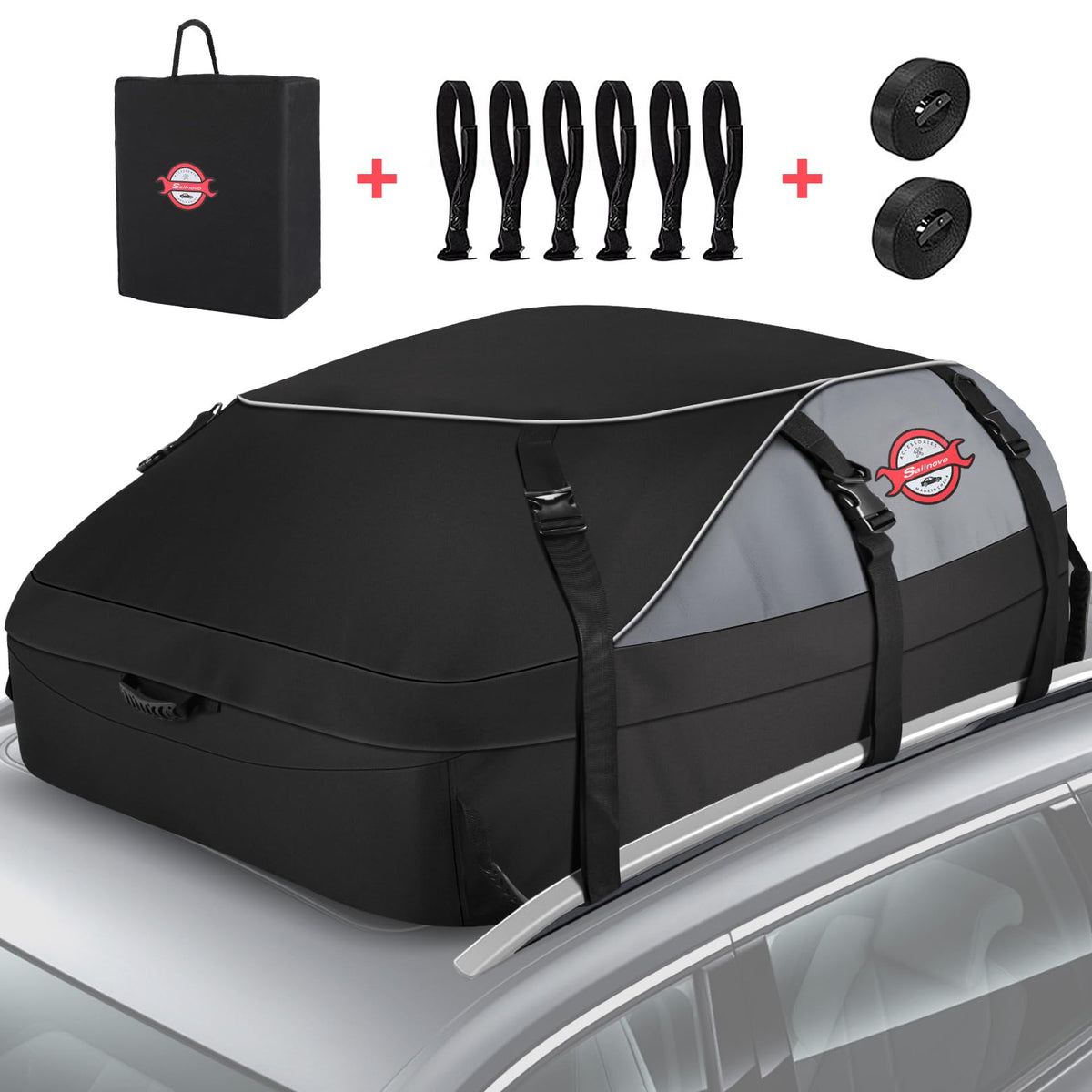 Sailnovo Rooftop Cargo Carrier, 20 Cubic Feet Waterproof Vehicle Soft-Shell Carriers For Cars With/Without Luggage Rack, Roof Ra