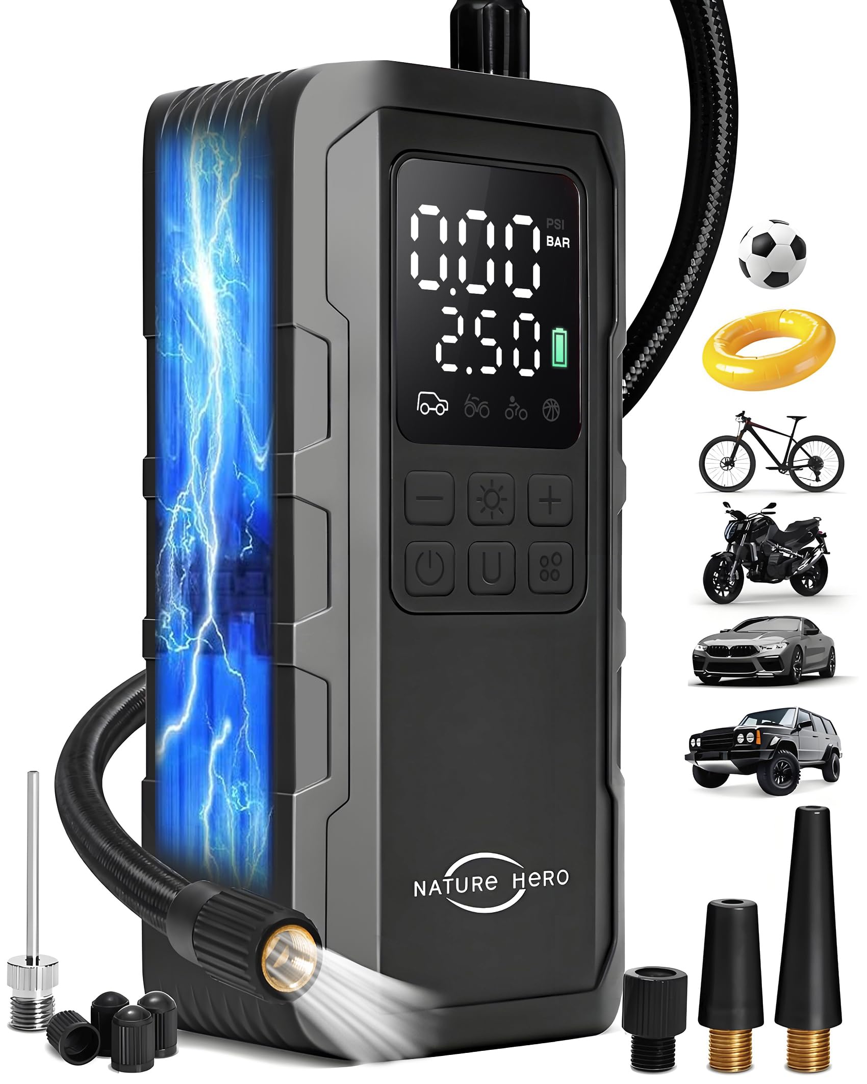 Tire Inflator Portable Air Compressor - 150Psi Air Compressor Portable Tire Inflator For Car Tire Air Pump Portable Air Compress