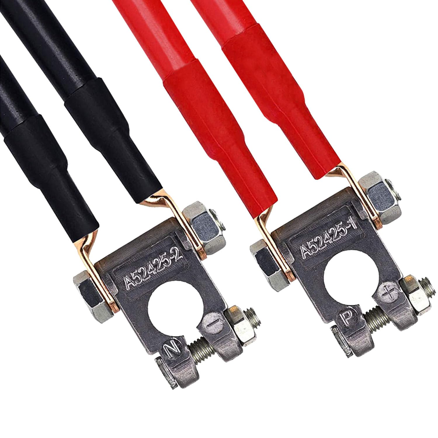 DLronwey Battery Terminal Connectors,Military Spec Positive Negative Heavy Duty Battery Terminals with 4 pcs 2 Gauge 3/8'' Coppe