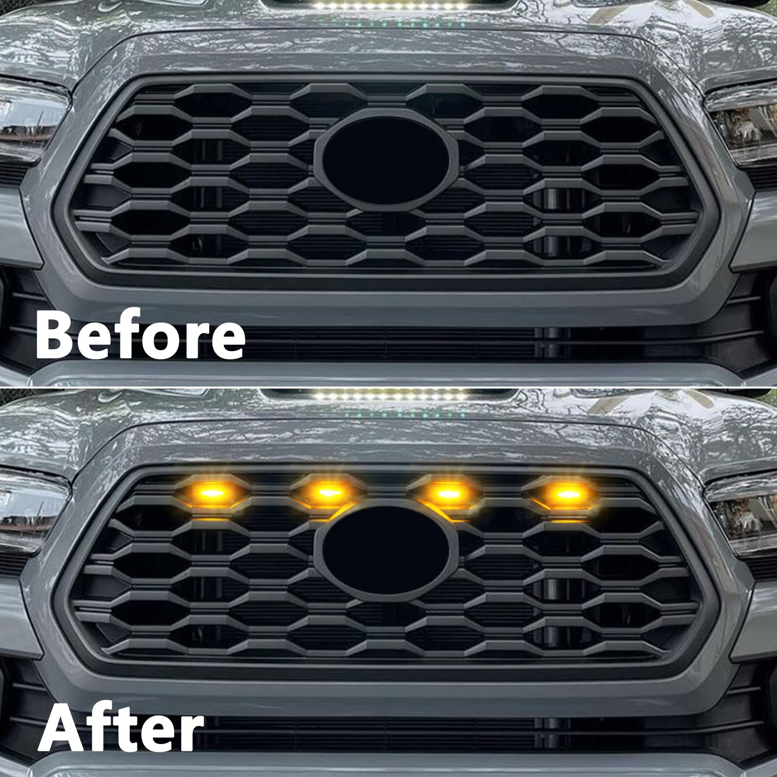 Kingory Raptor LED Light Upgrade for 2020-2022 Tacoma OEM Grill, Amber Shell with Amber Light, Compatible with TRD Off Road & Sport