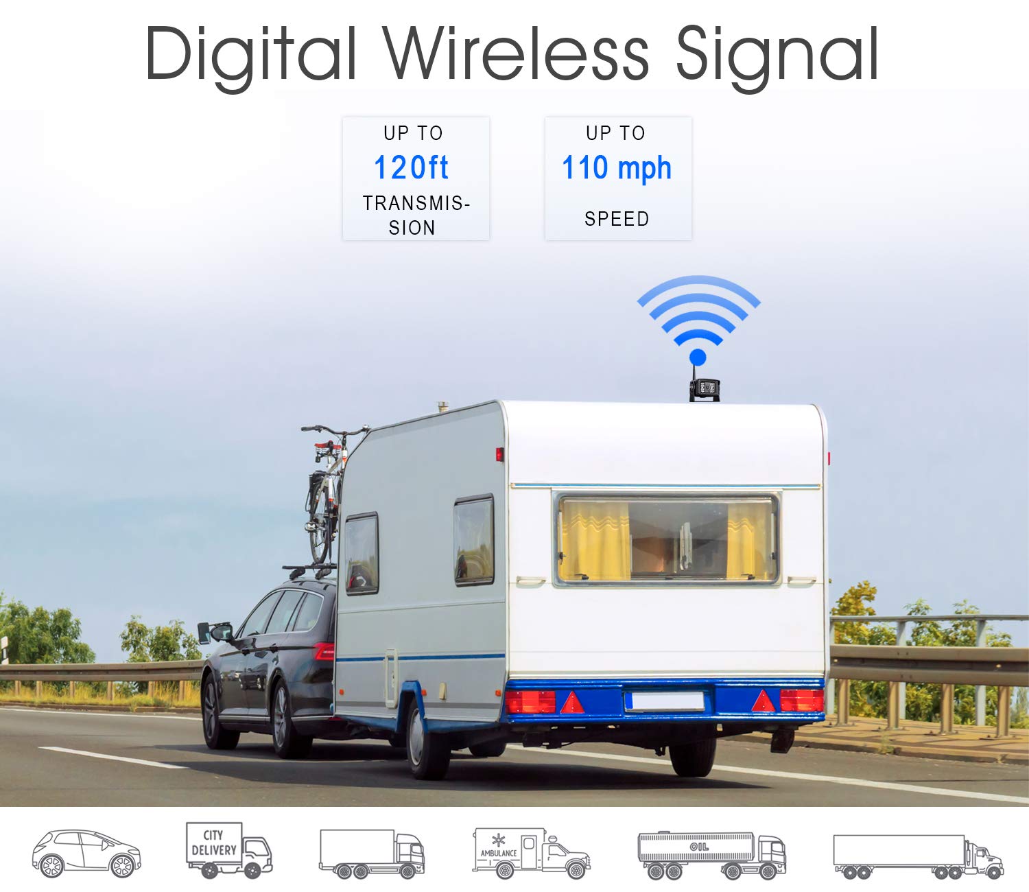 Zeroxclub 9'' Wireless Backup Camera System For Rv Truck Trailer Camper, 9 Inch Dvr Quad Split Monitor Ip69 Waterproof Hd 1080P