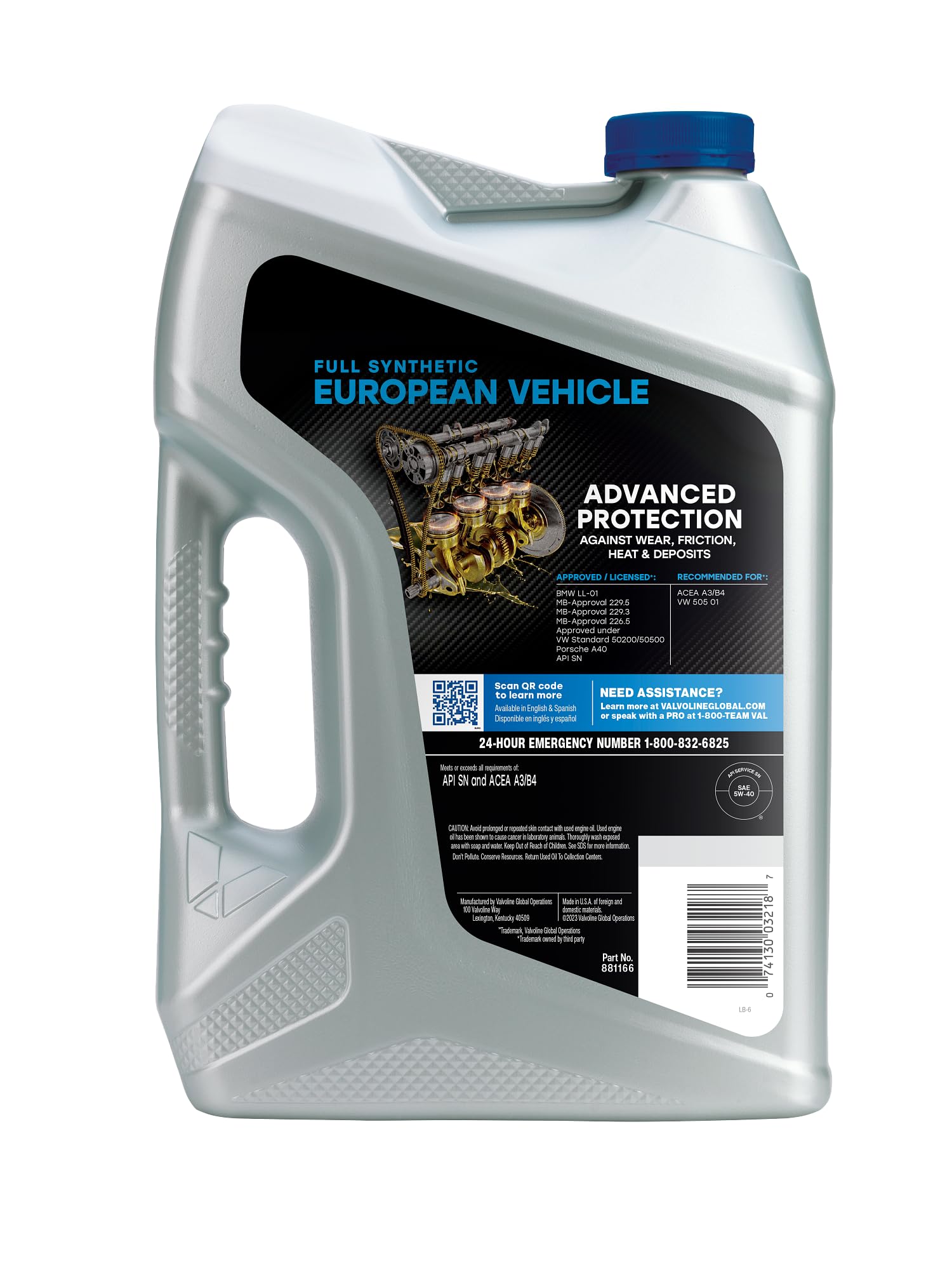 Valvoline European Vehicle Full Synthetic Sae 5W-40 Motor Oil 5 Quart