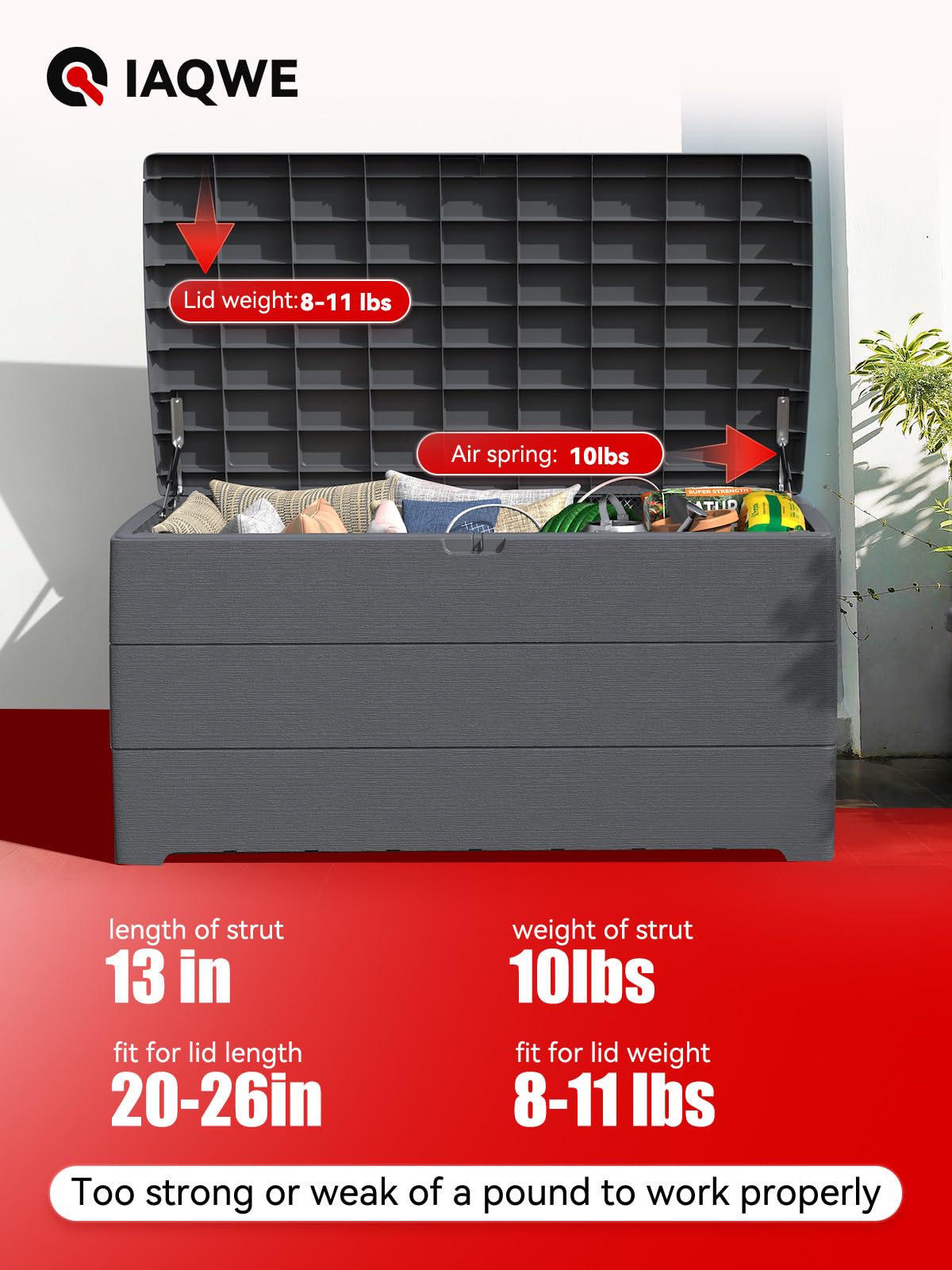 IAQWE 13 Inch 10Lbs/45N Gas Struts Spring Shocks Lift Support for Tool Box Cabinet Trap Door Floor Hatch Lid Truck Canopy Cover