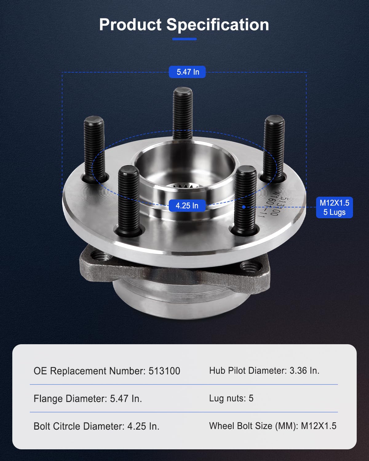 ECCPP Replacement for Front Wheel Bearing Hub for 1996-2007 for Ford Taurus 1995-2002 for Lincoln Continental 1996-2005 for Merc