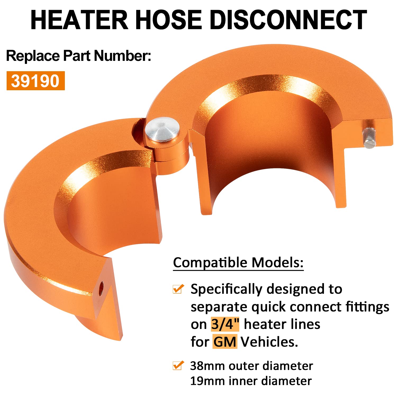 39190 Heater Hose Quick Disconnect Tool For Gm 3/4'' Heater Line Replacement