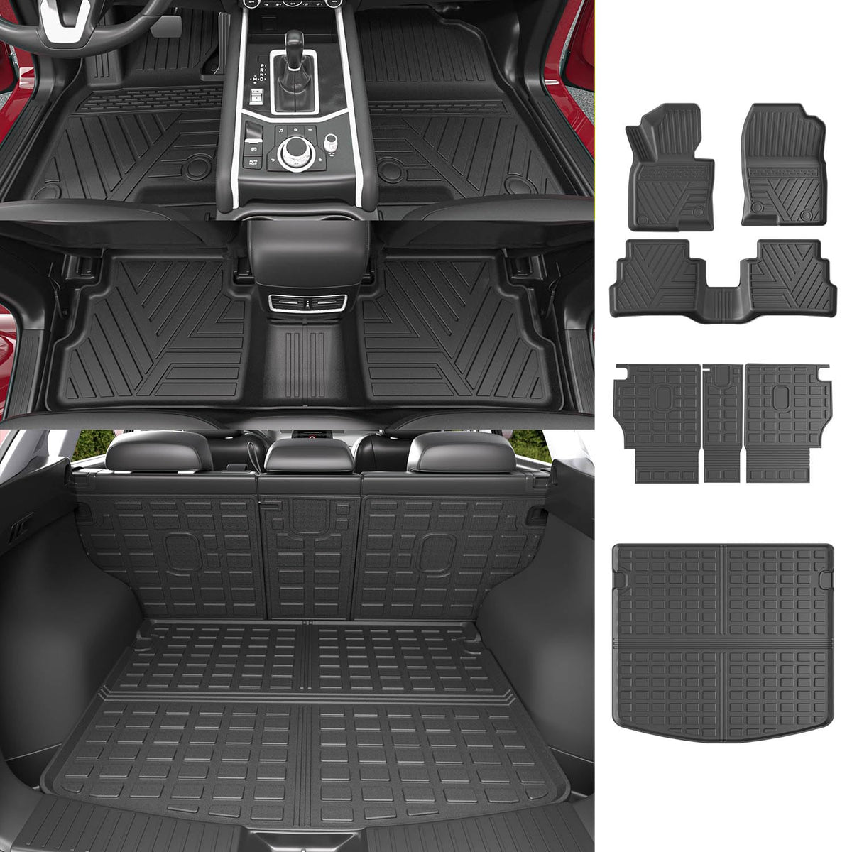 Powoq Floor Mats Compatible With 2023-2025 Mazda Cx-5 Trunk Mat Tpe Backrest Mat Tpe Mats Replacement For Mazda Cx-5 2023-2025 A